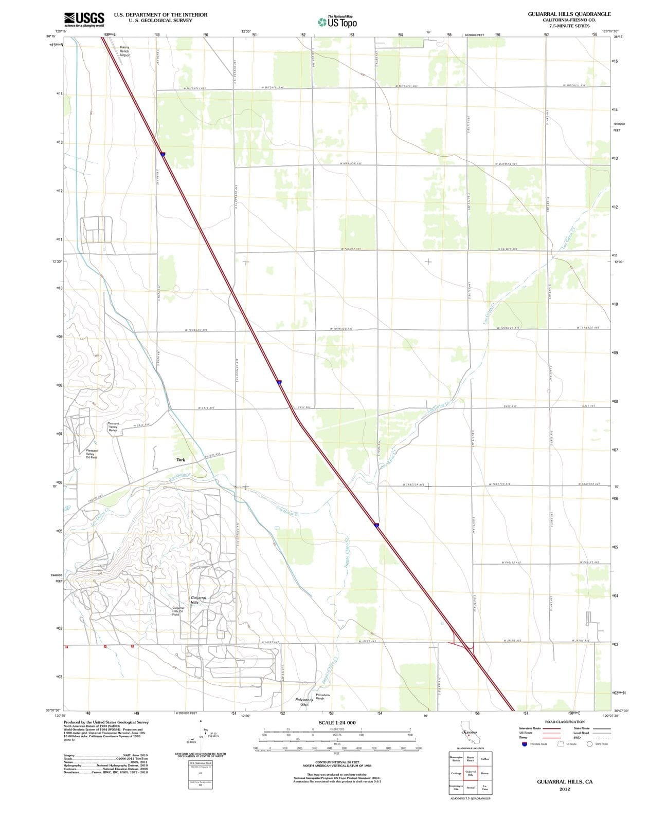 2012 Guijarral Hills, CA - California - USGS Topographic Map