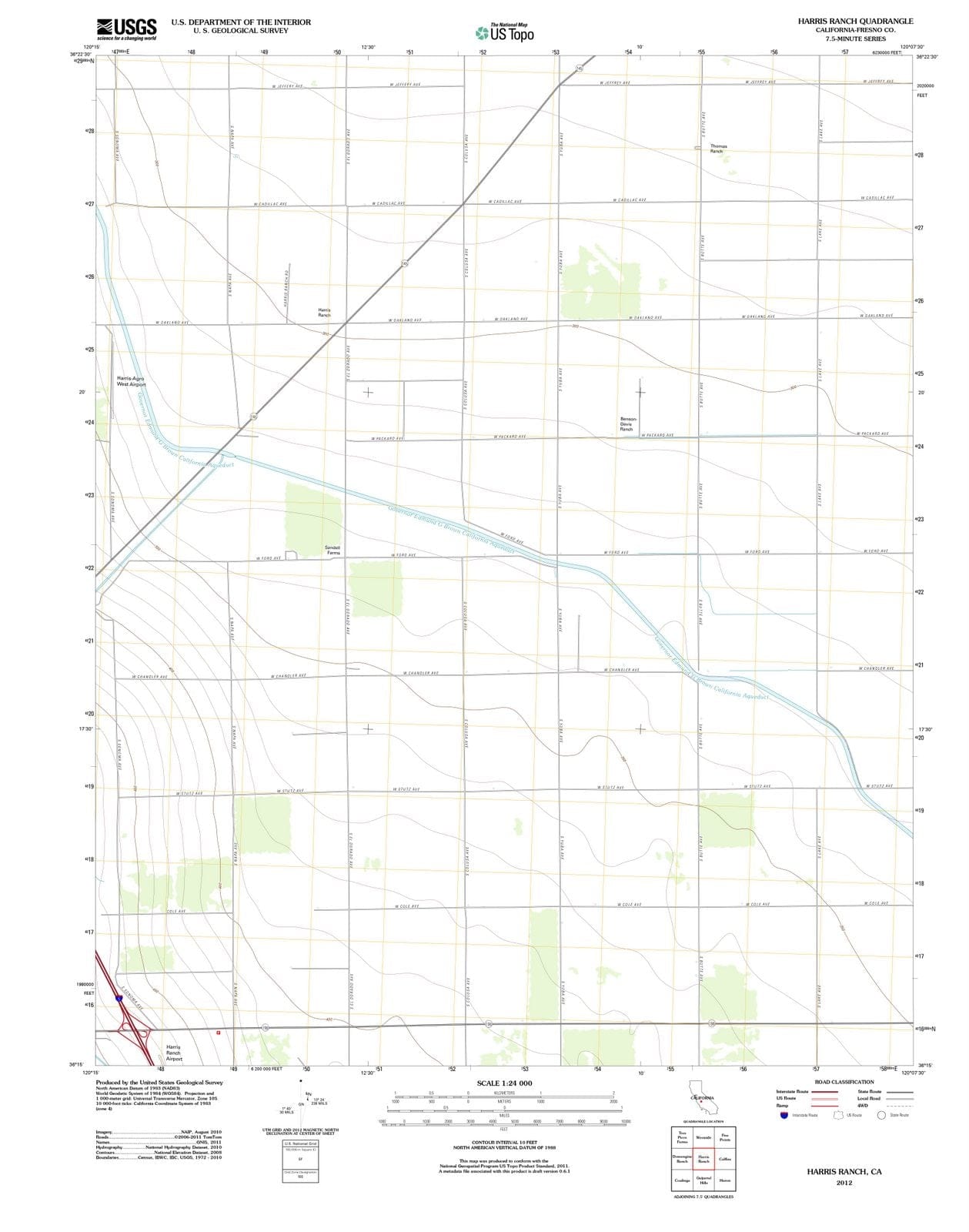 2012 Harris Ranch, CA - California - USGS Topographic Map