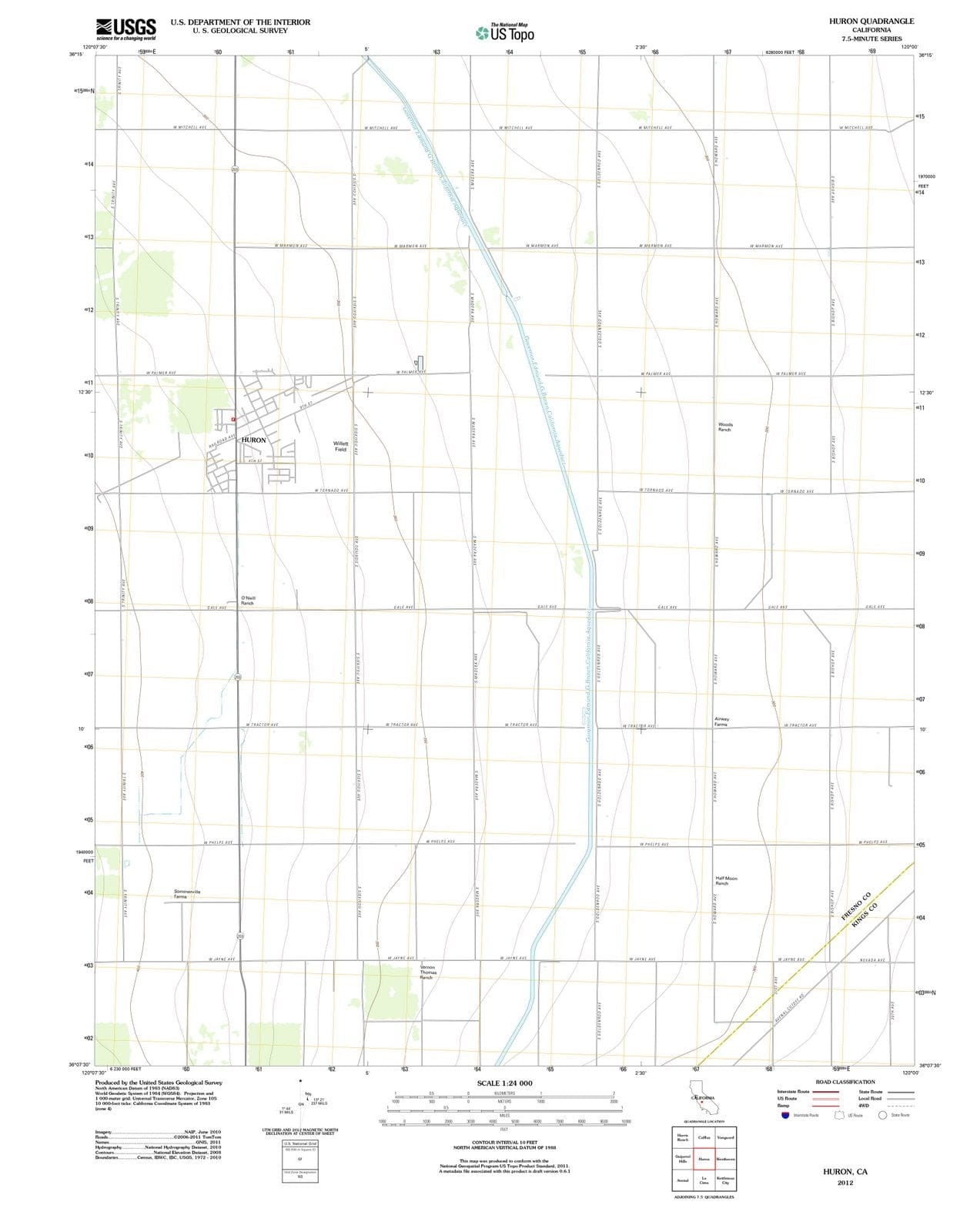 2012 Huron, CA - California - USGS Topographic Map