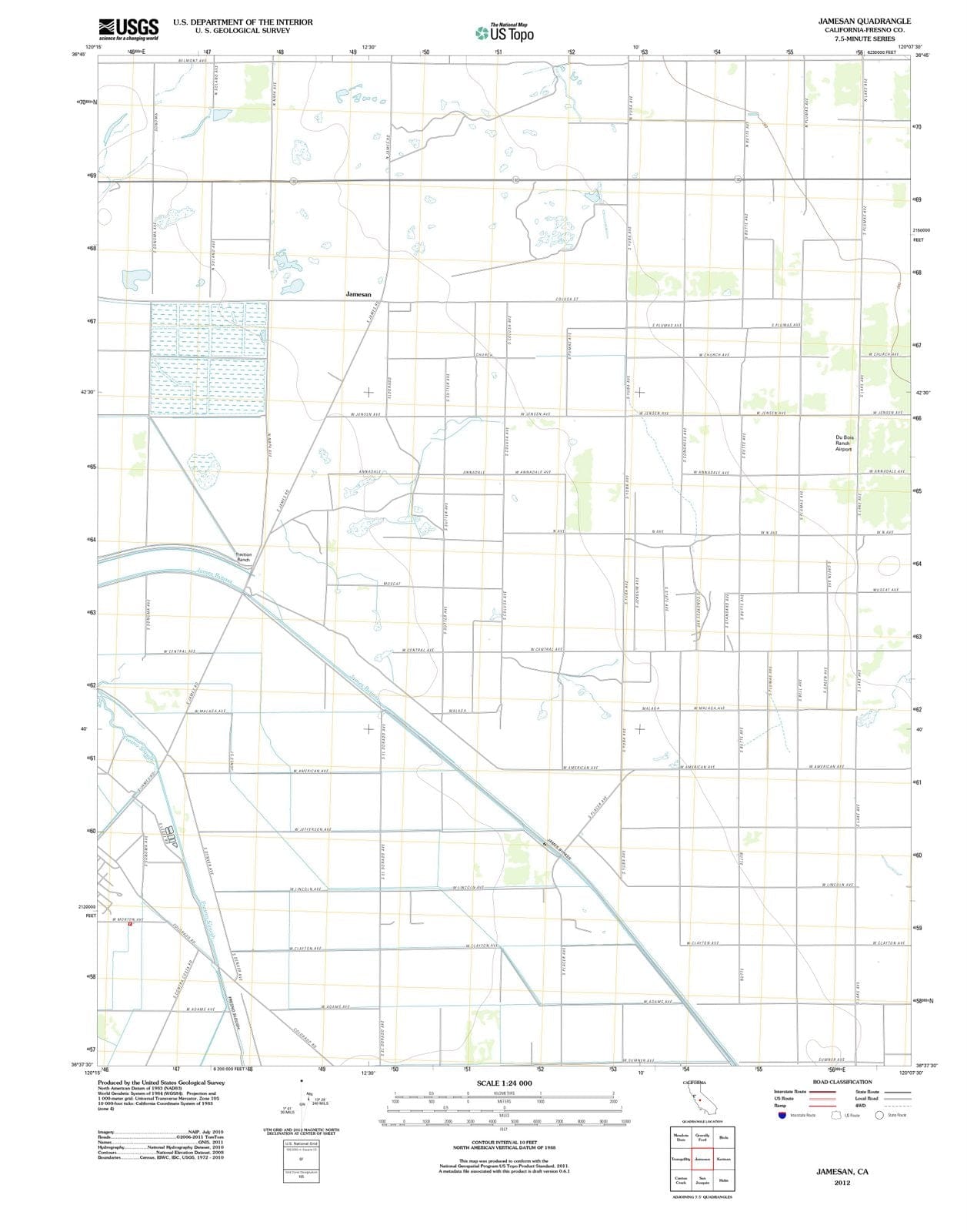 2012 Jamesan, CA - California - USGS Topographic Map