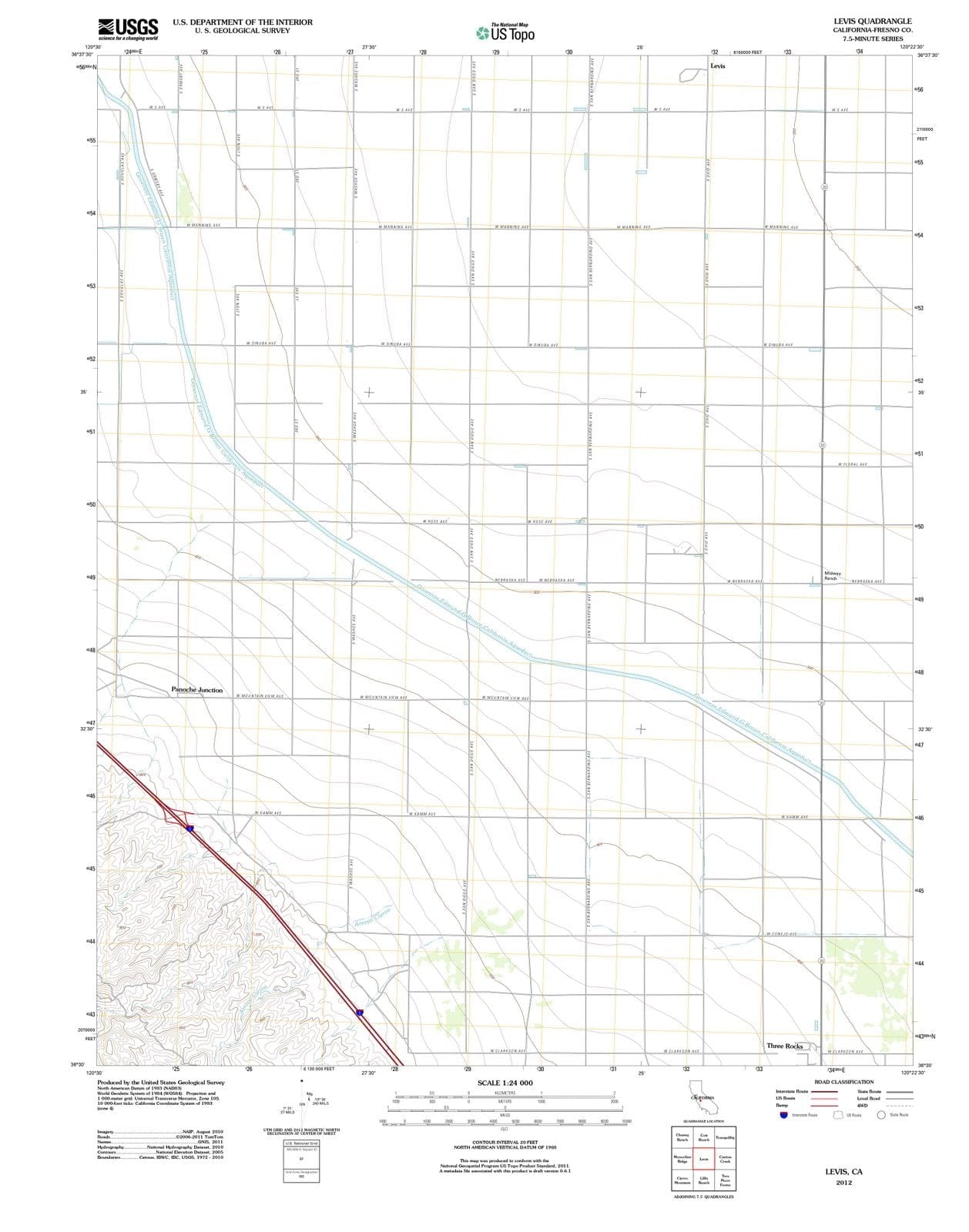 2012 Levis, CA - California - USGS Topographic Map