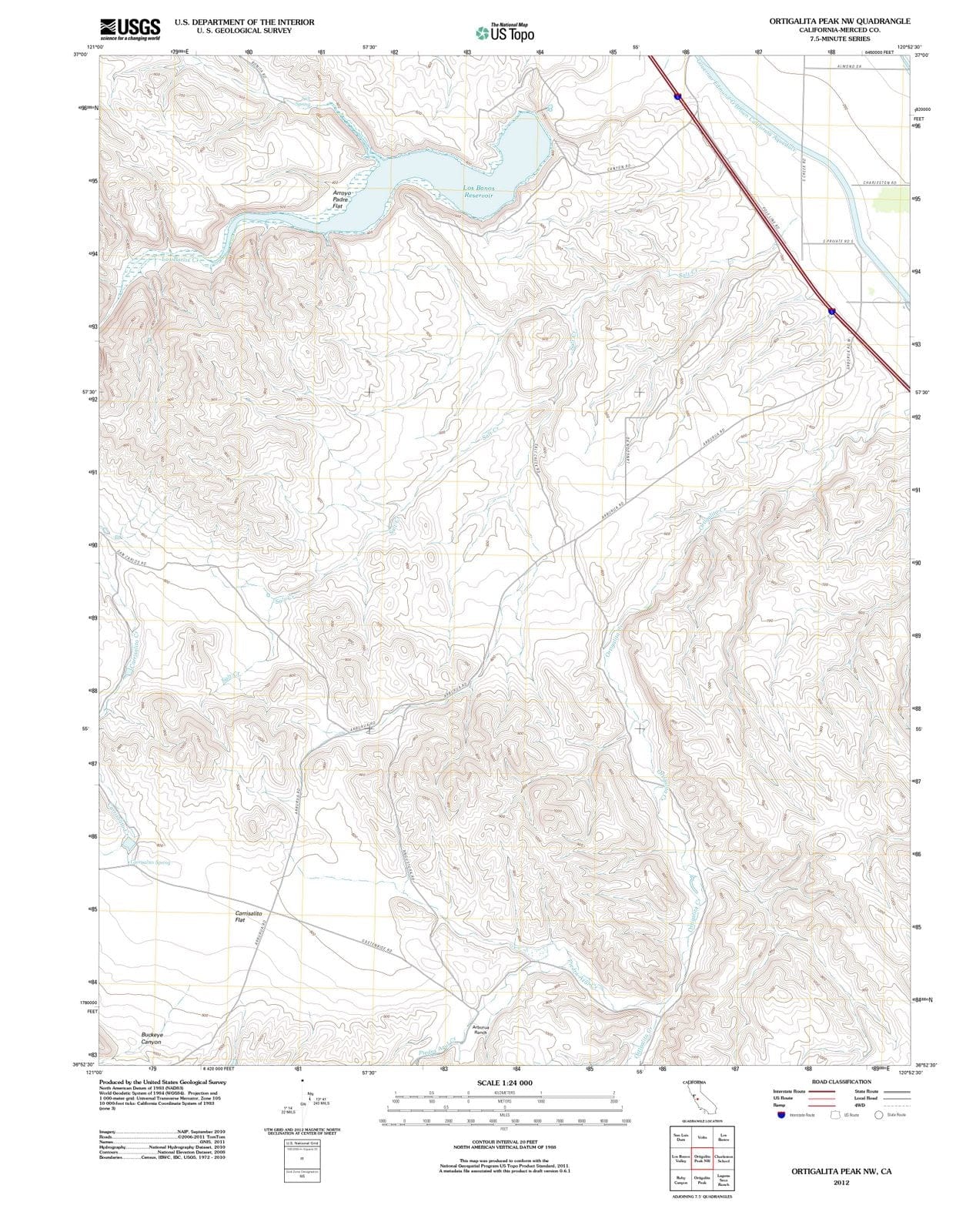 2012 Ortigalita Peak, CA - California - USGS Topographic Map v2