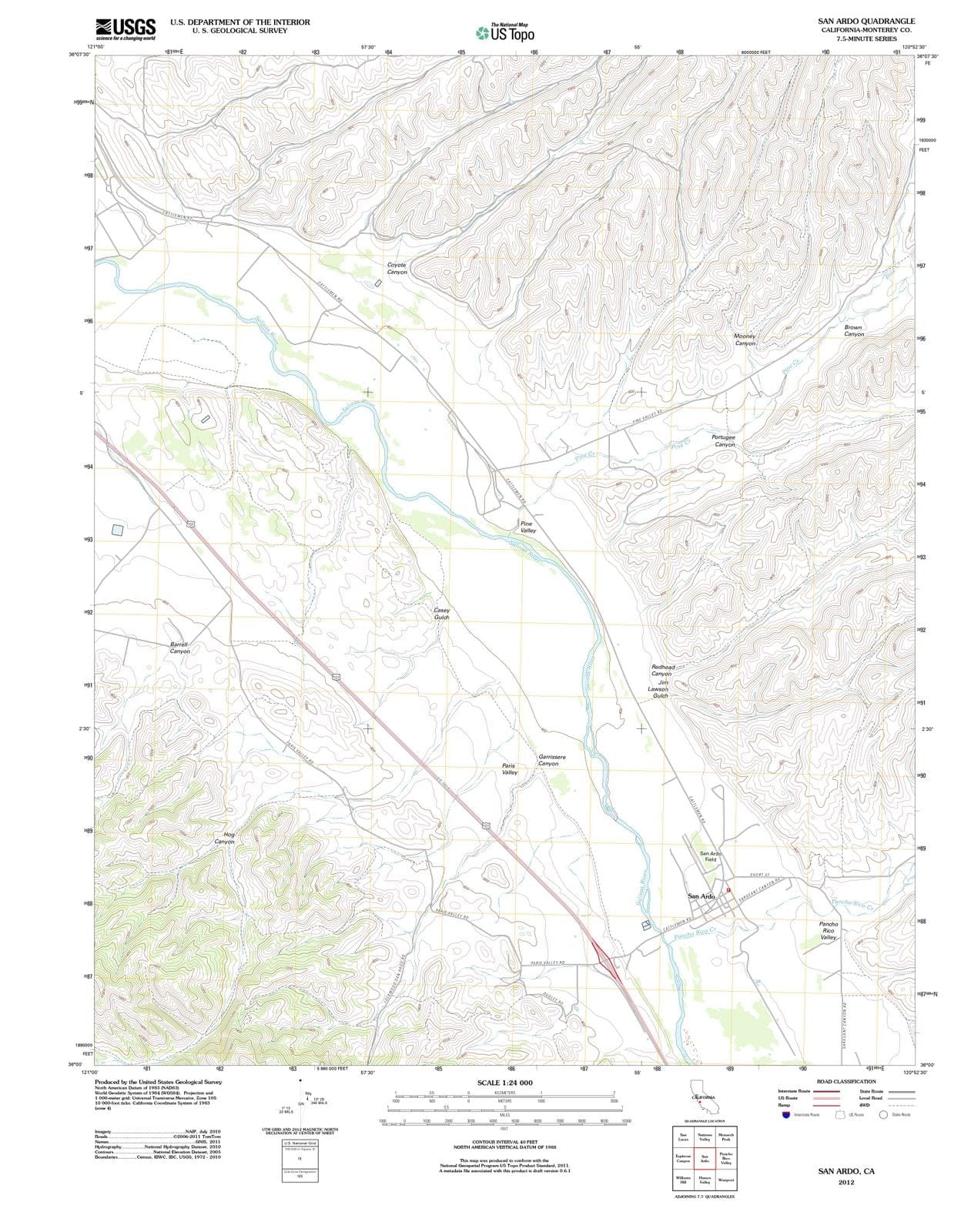2012 San Ardo, CA - California - USGS Topographic Map