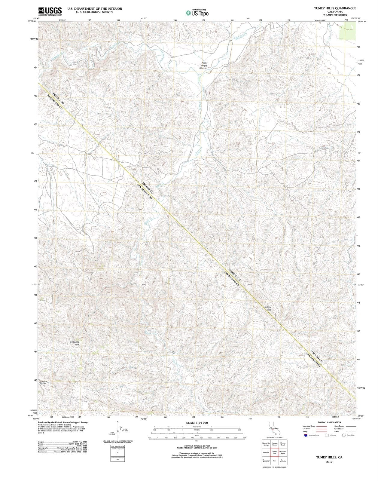 2012 Tumey Hills, CA - California - USGS Topographic Map