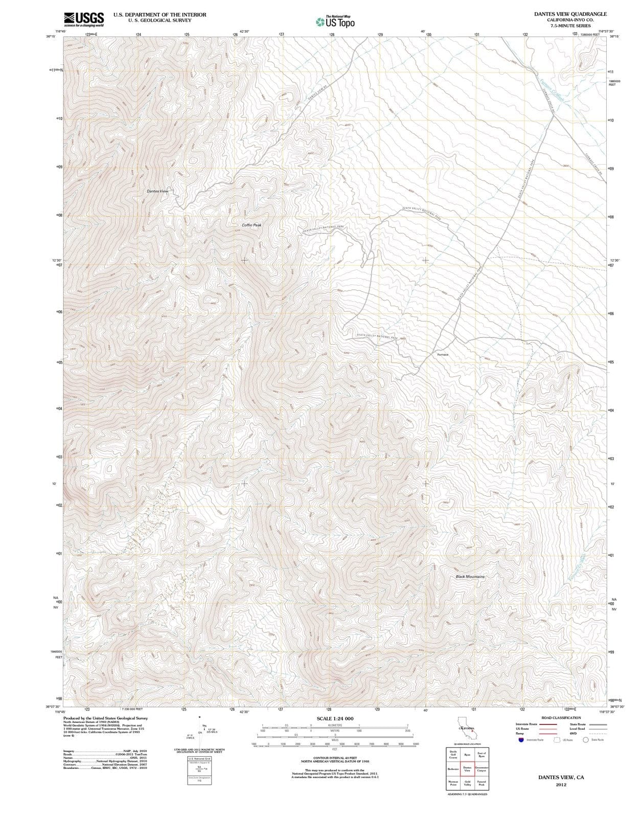 2012 Dantes View, CA - California - USGS Topographic Map