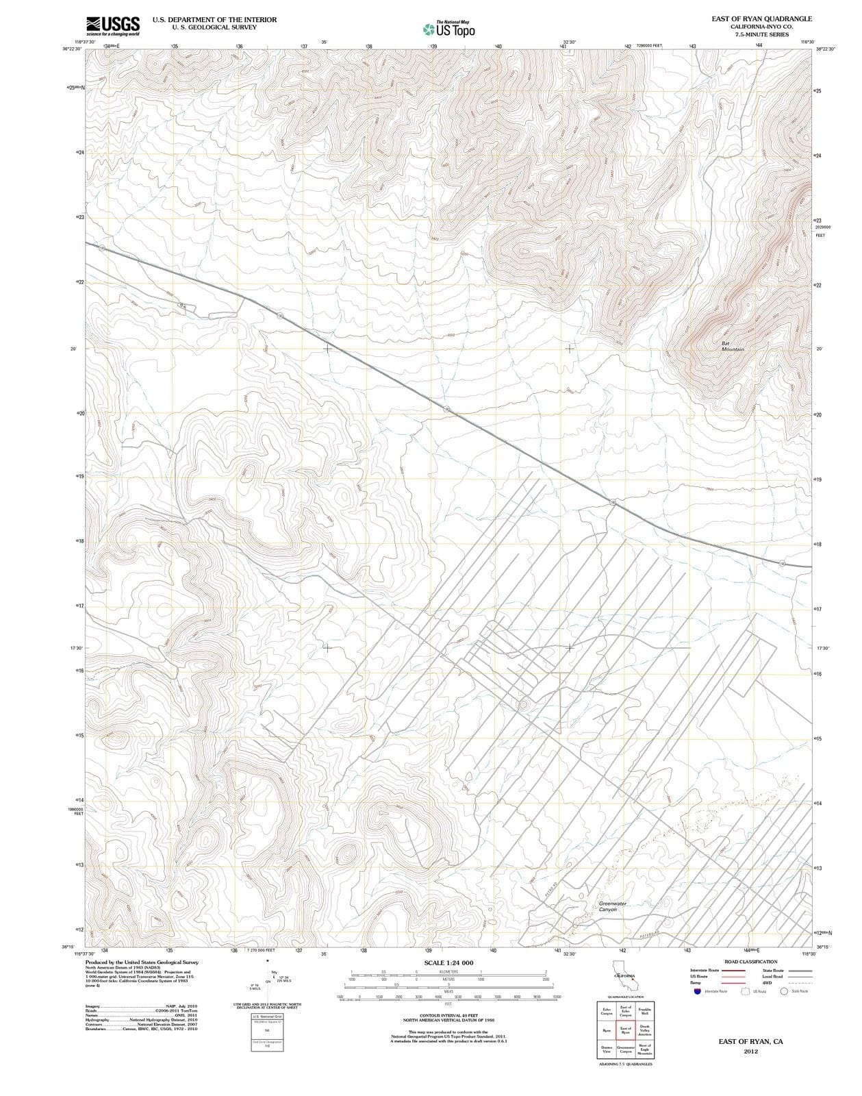 2012 East of Ryan, CA - California - USGS Topographic Map