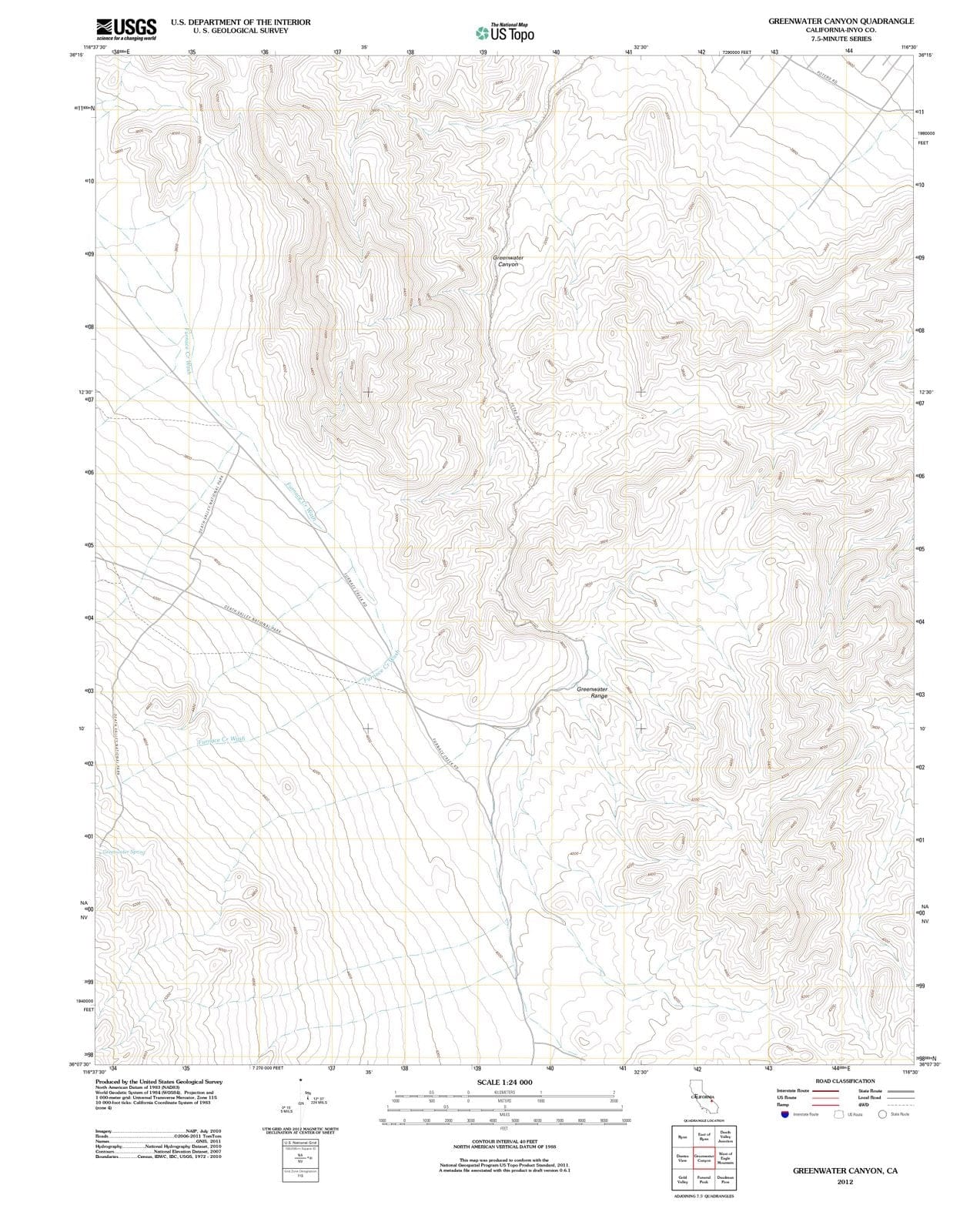 2012 Greenwater Canyon, CA - California - USGS Topographic Map