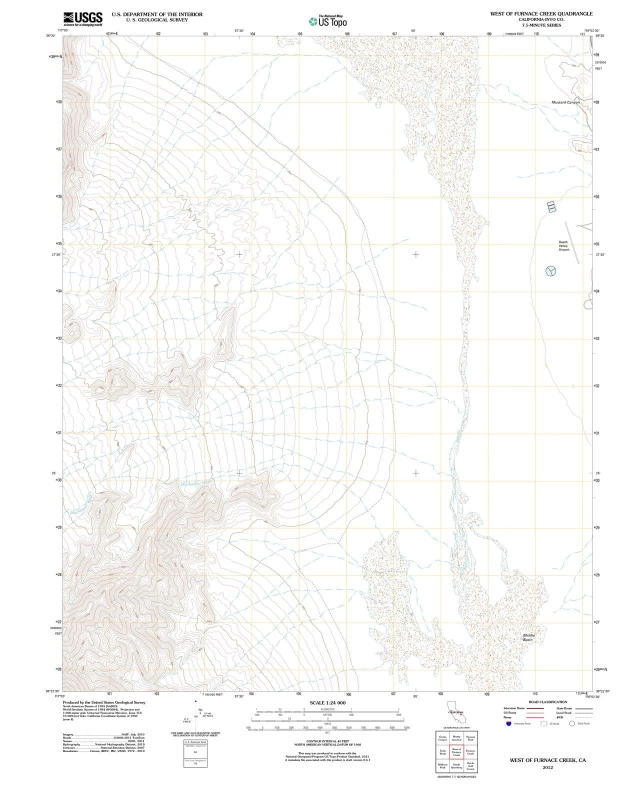 2012 West of Furnace Creek, CA - California - USGS Topographic Map