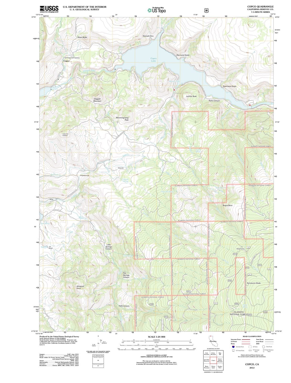 2012 Copco, CA - California - USGS Topographic Map