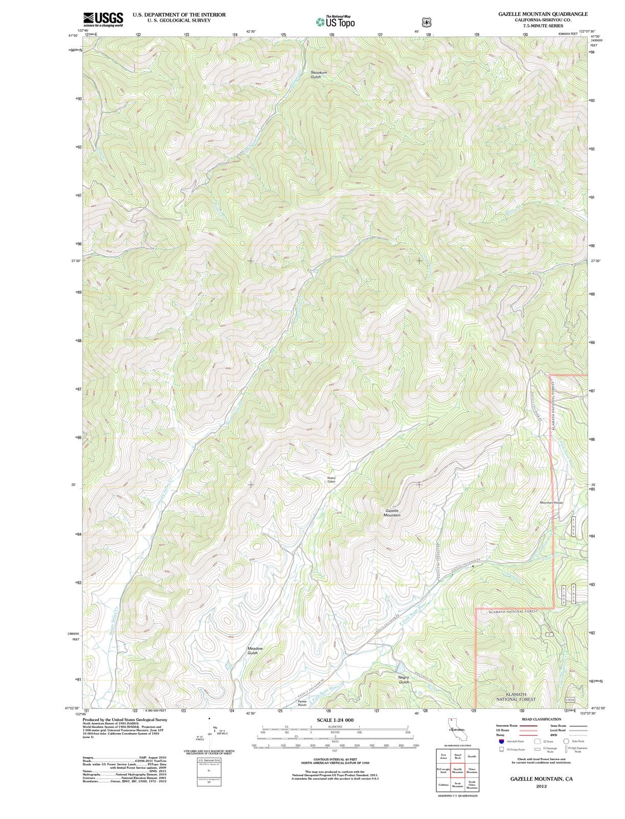 2012 Gazelle Mountain, CA - California - USGS Topographic Map