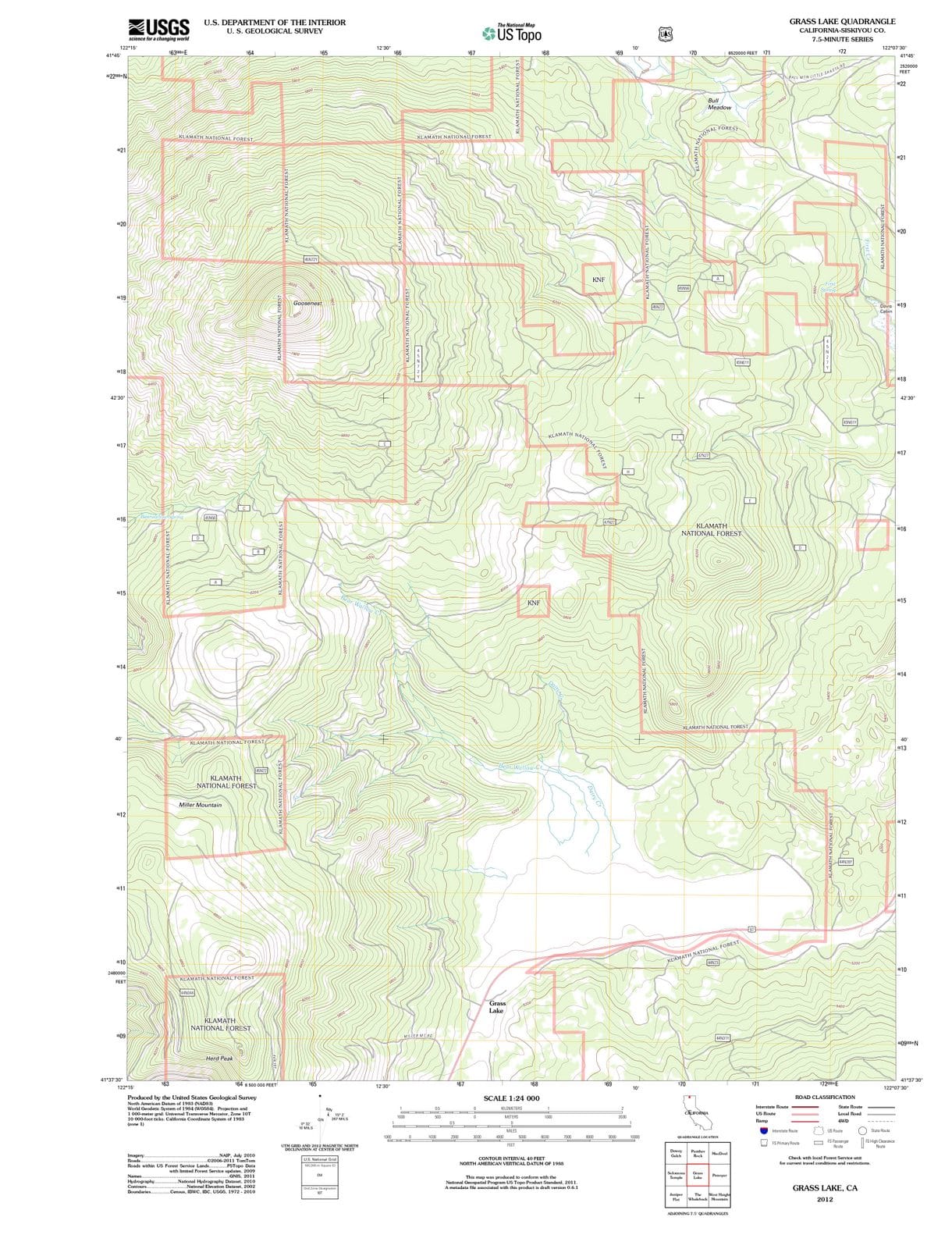 2012 Grass Lake, CA - California - USGS Topographic Map