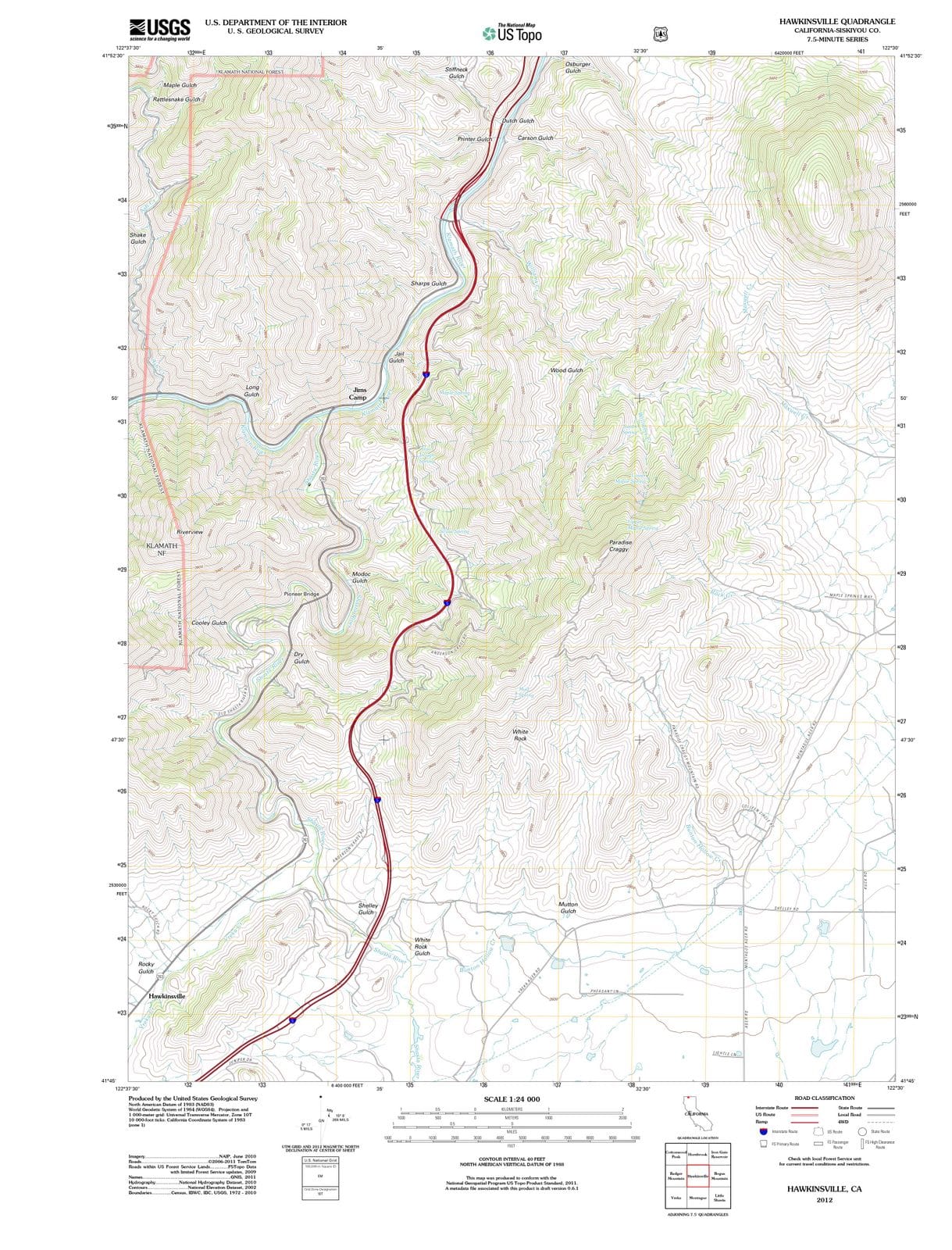 2012 Hawkinsville, CA - California - USGS Topographic Map