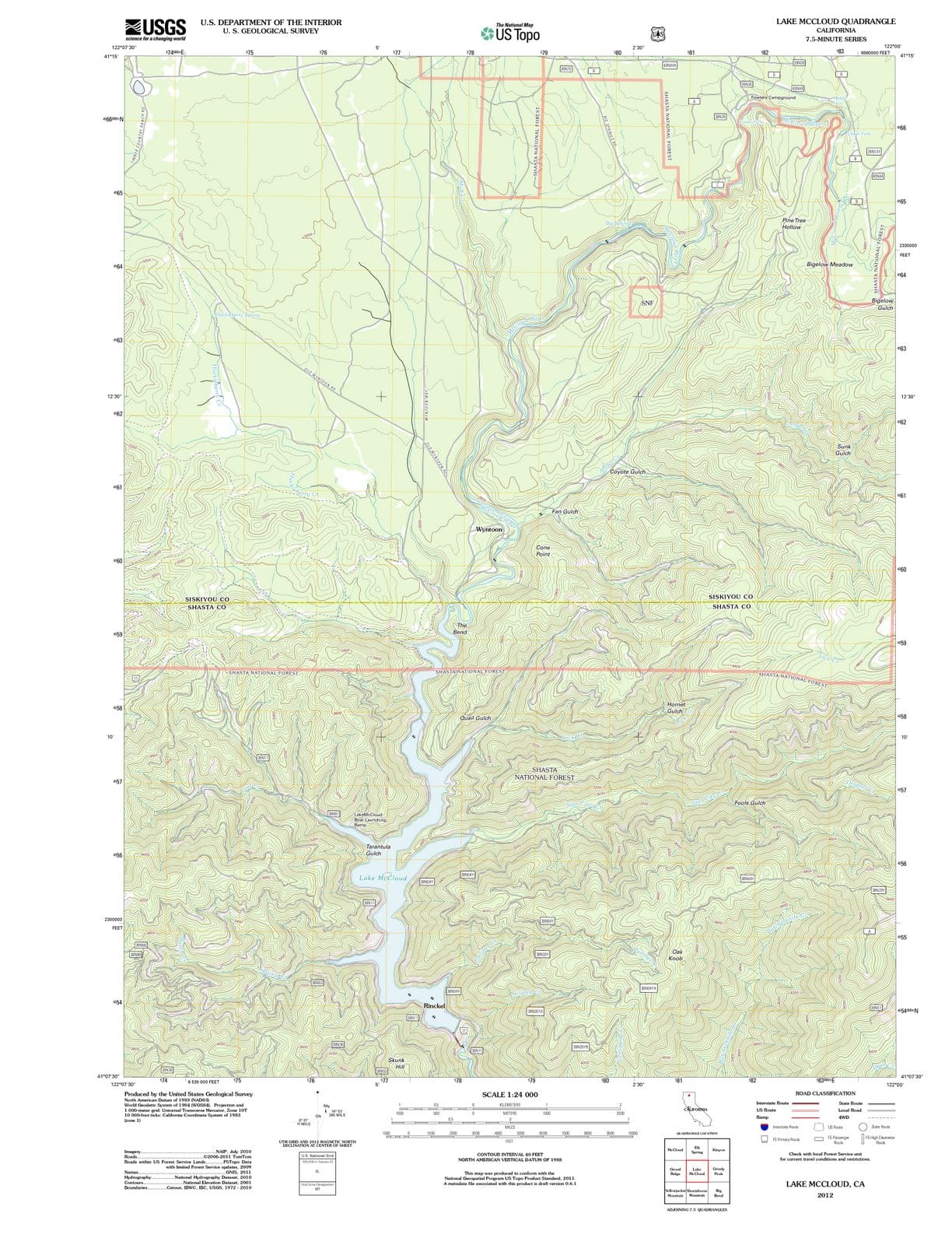 2012 Lake McCloud, CA - California - USGS Topographic Map