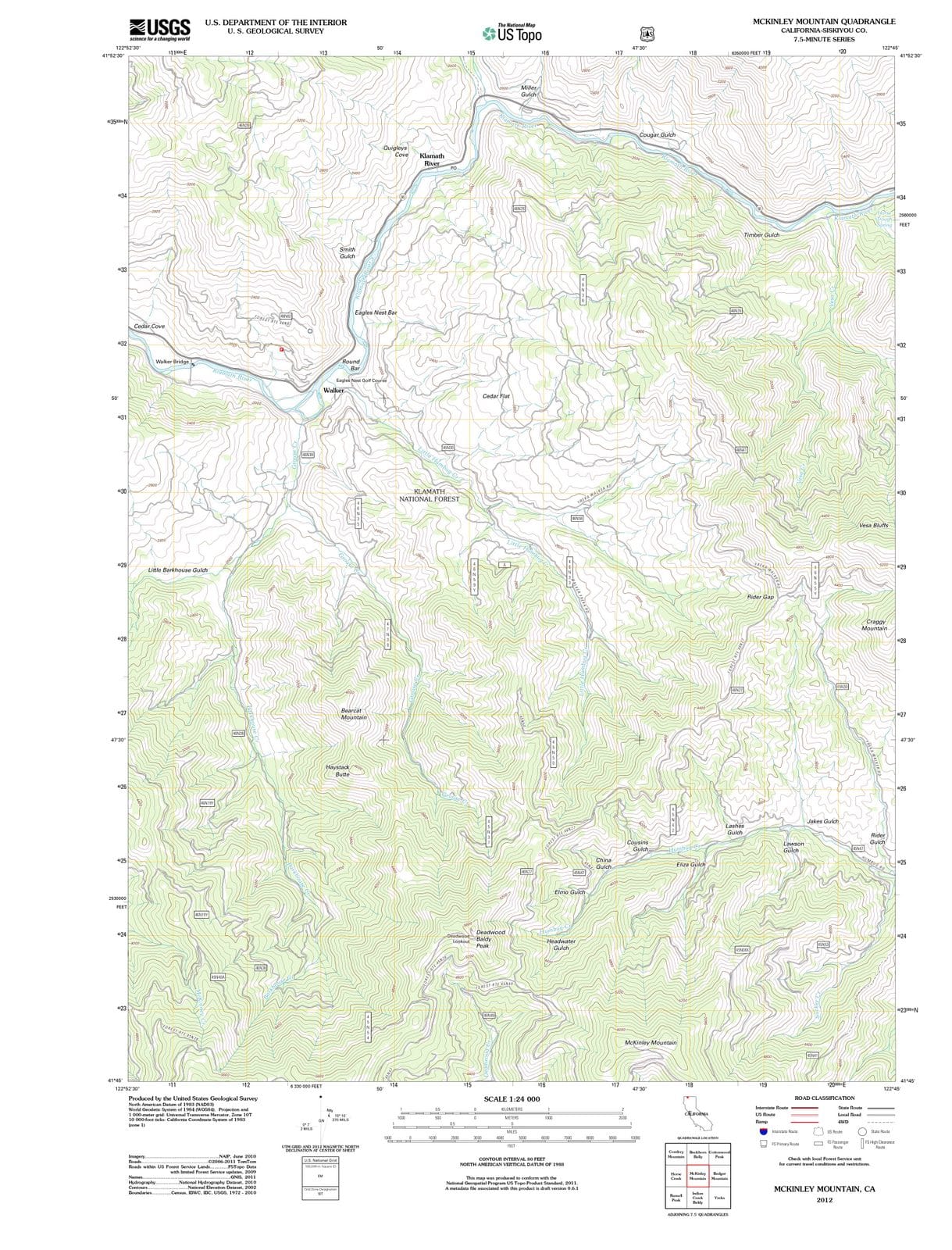 2012 McKinley Mountain, CA - California - USGS Topographic Map