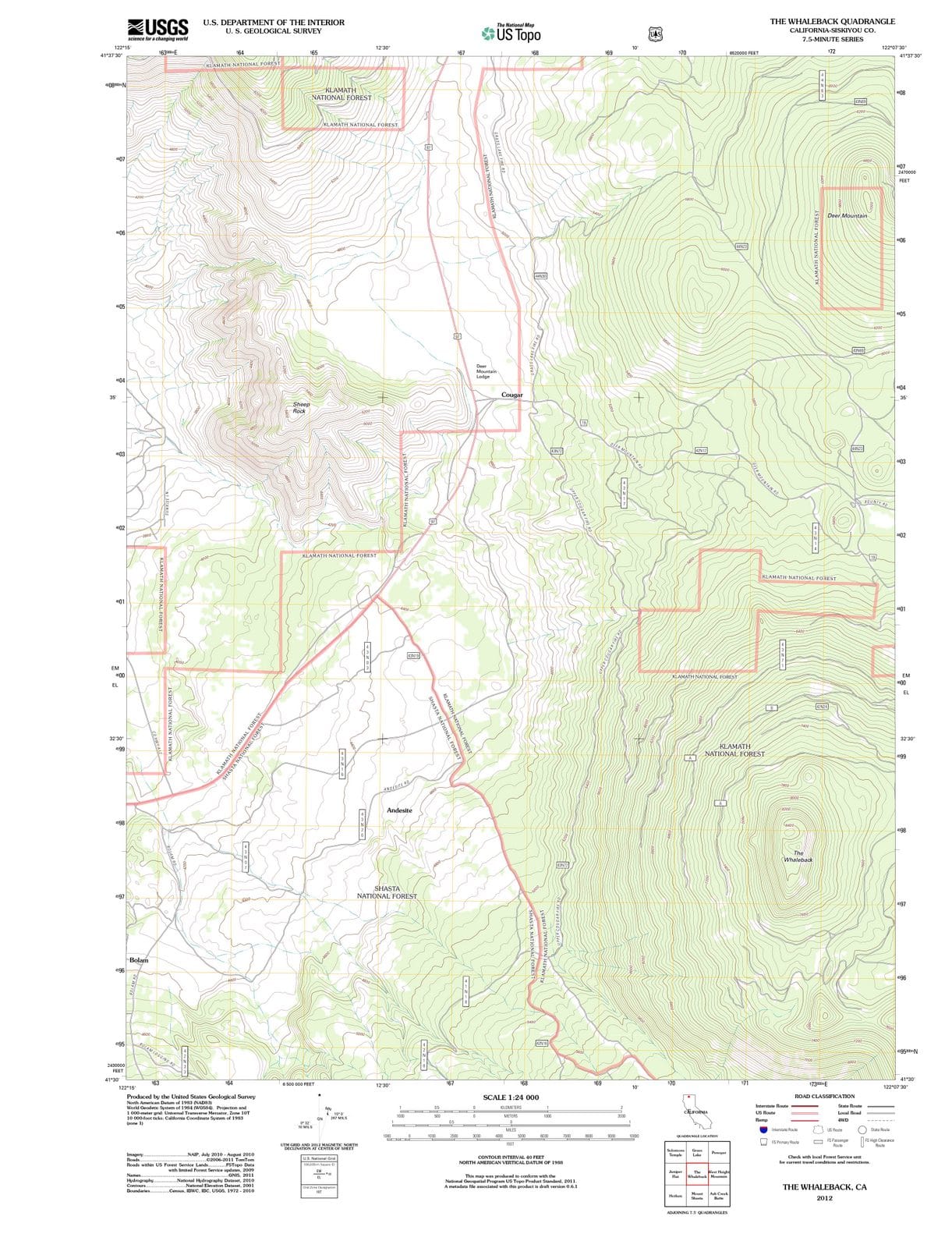 2012 The Whaleback, CA - California - USGS Topographic Map