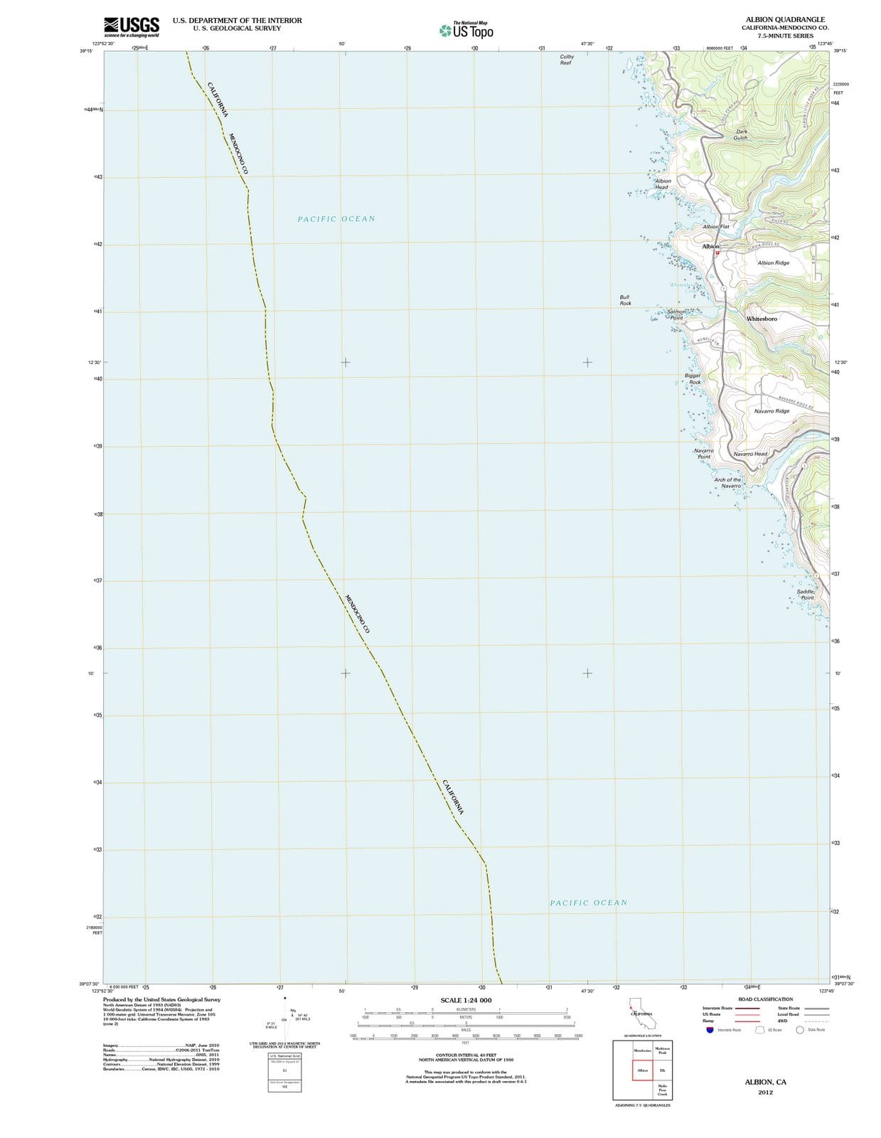 2012 Albion, CA - California - USGS Topographic Map