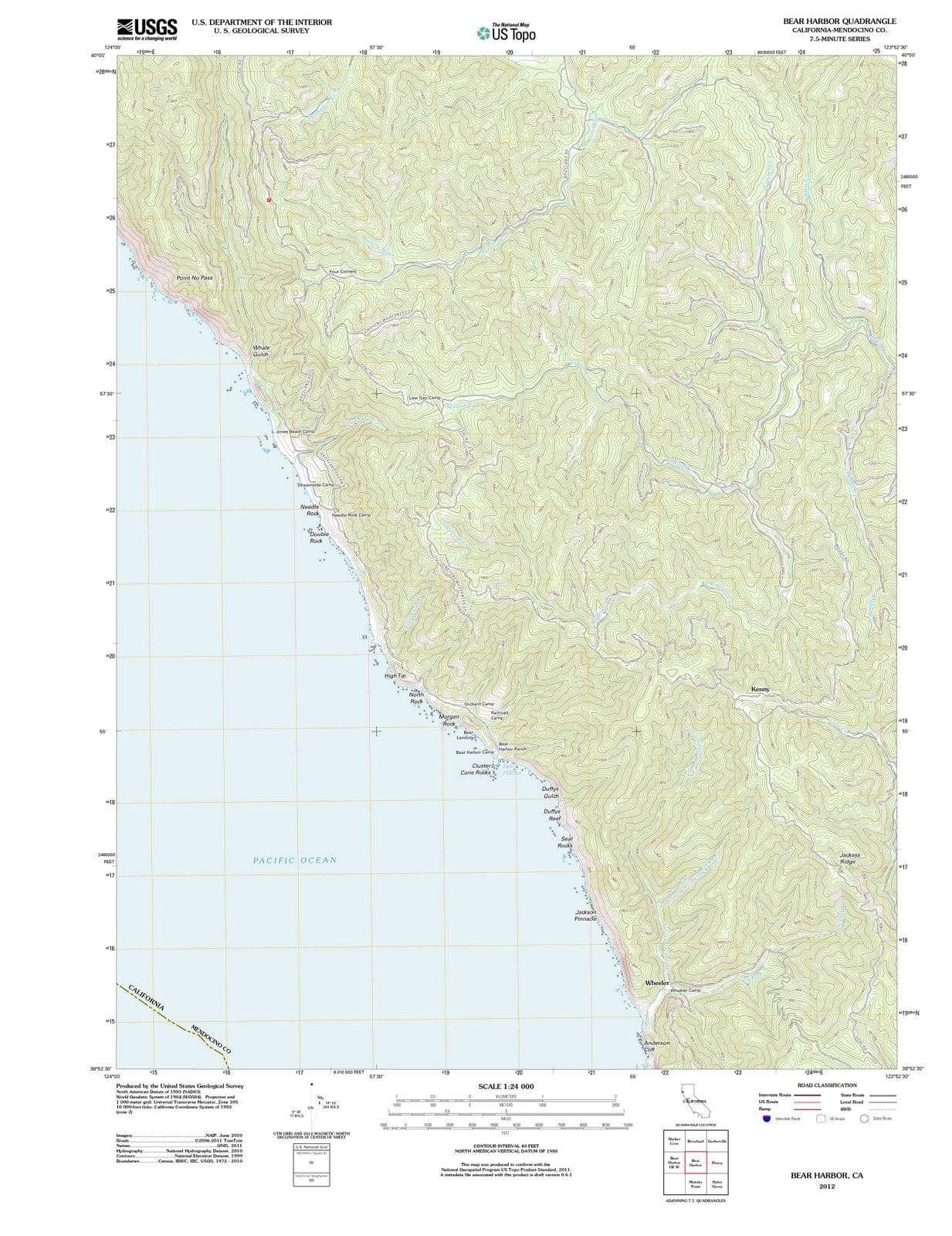 2012 Bear Harbor, CA - California - USGS Topographic Map v2