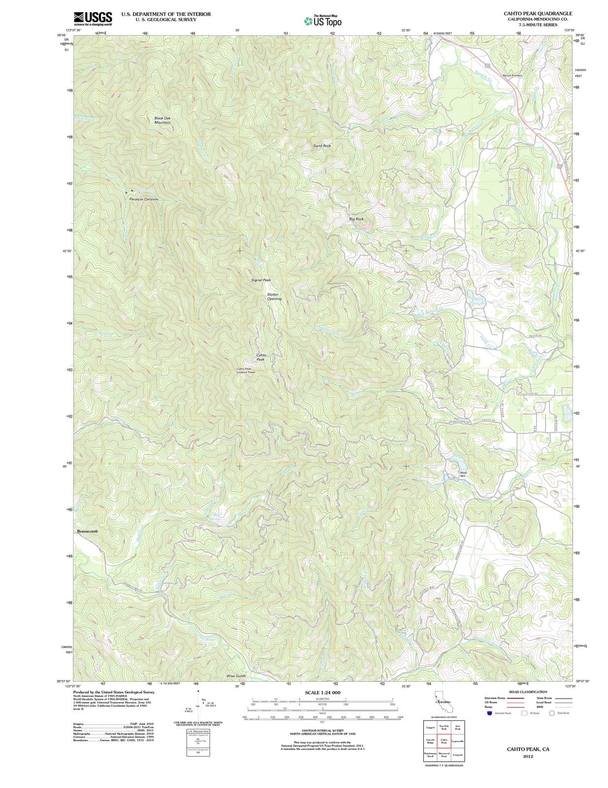 2012 Cahto Peak, CA - California - USGS Topographic Map