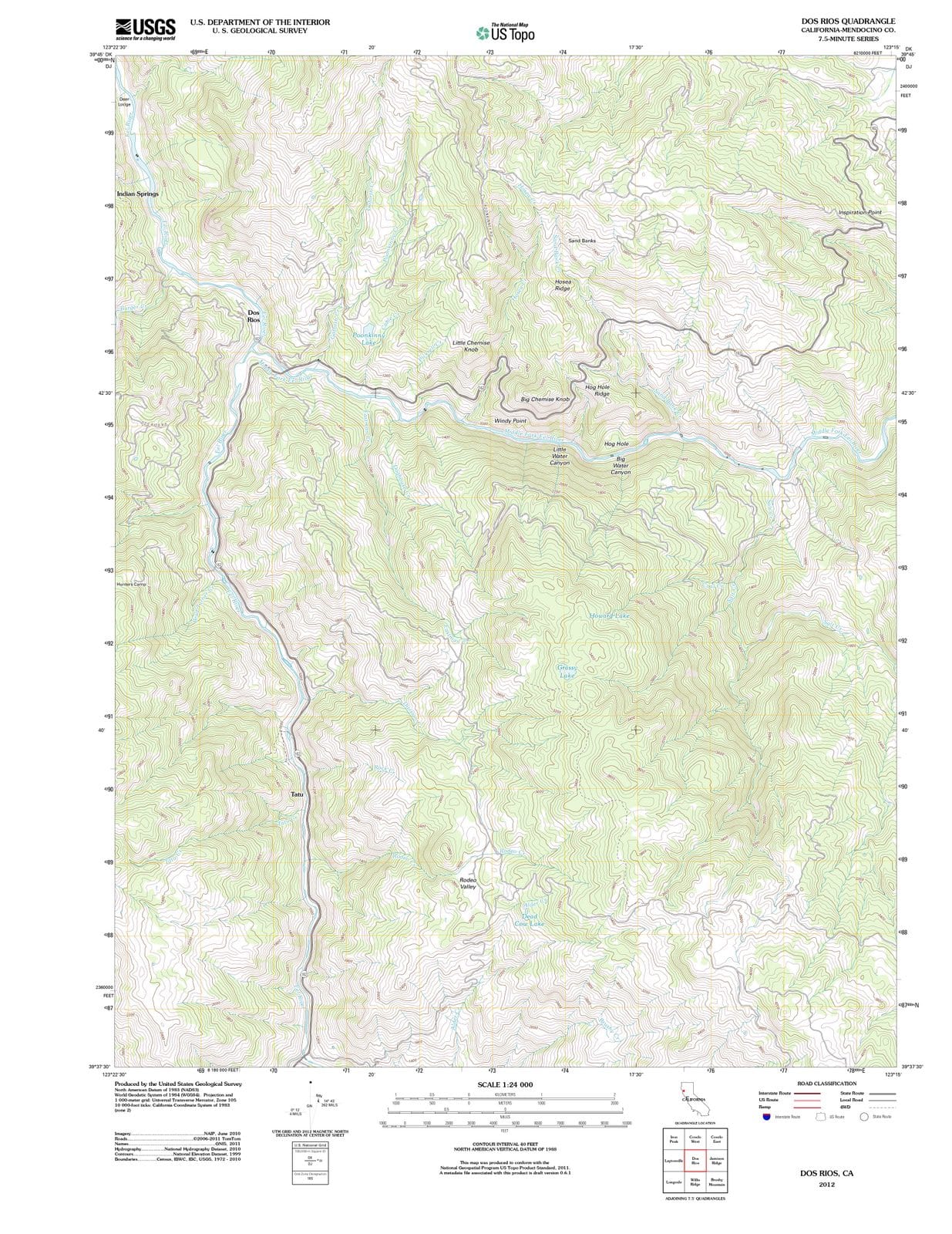 2012 Dos Rios, CA - California - USGS Topographic Map