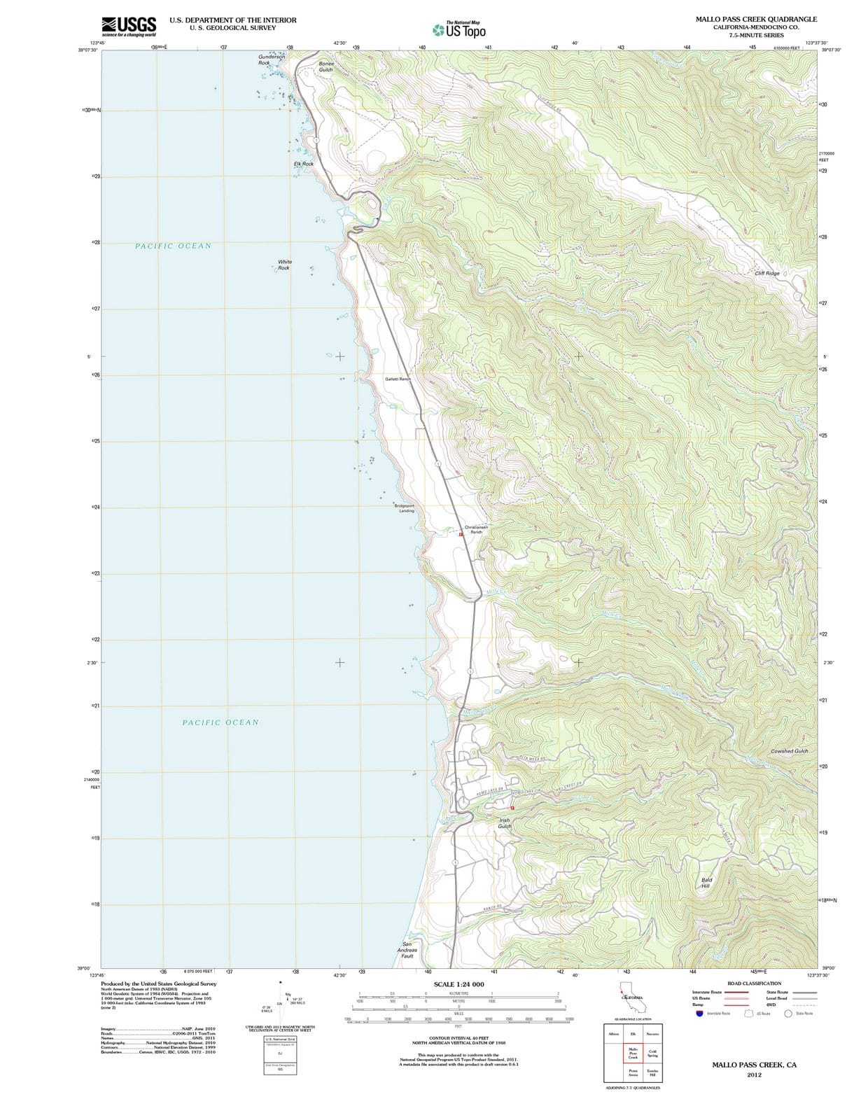 2012 Mallo Pass Creek, CA - California - USGS Topographic Map