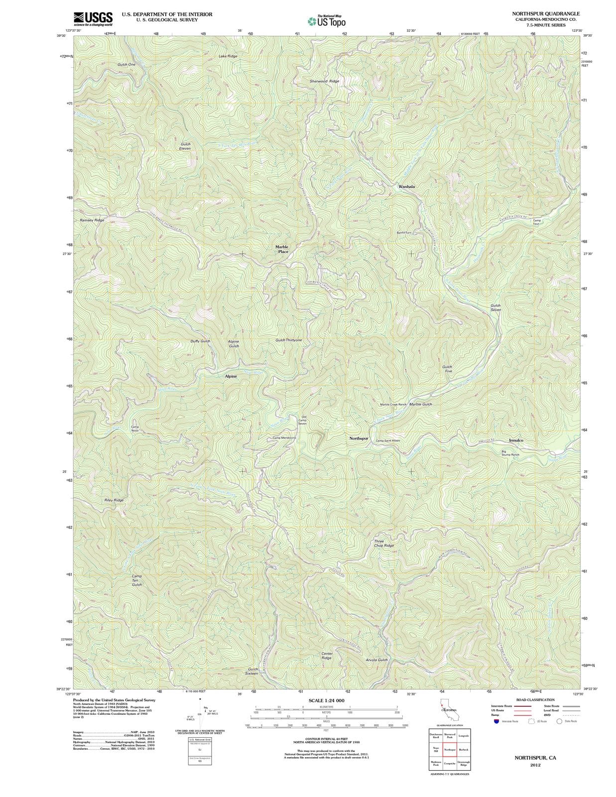2012 Northspur, CA - California - USGS Topographic Map