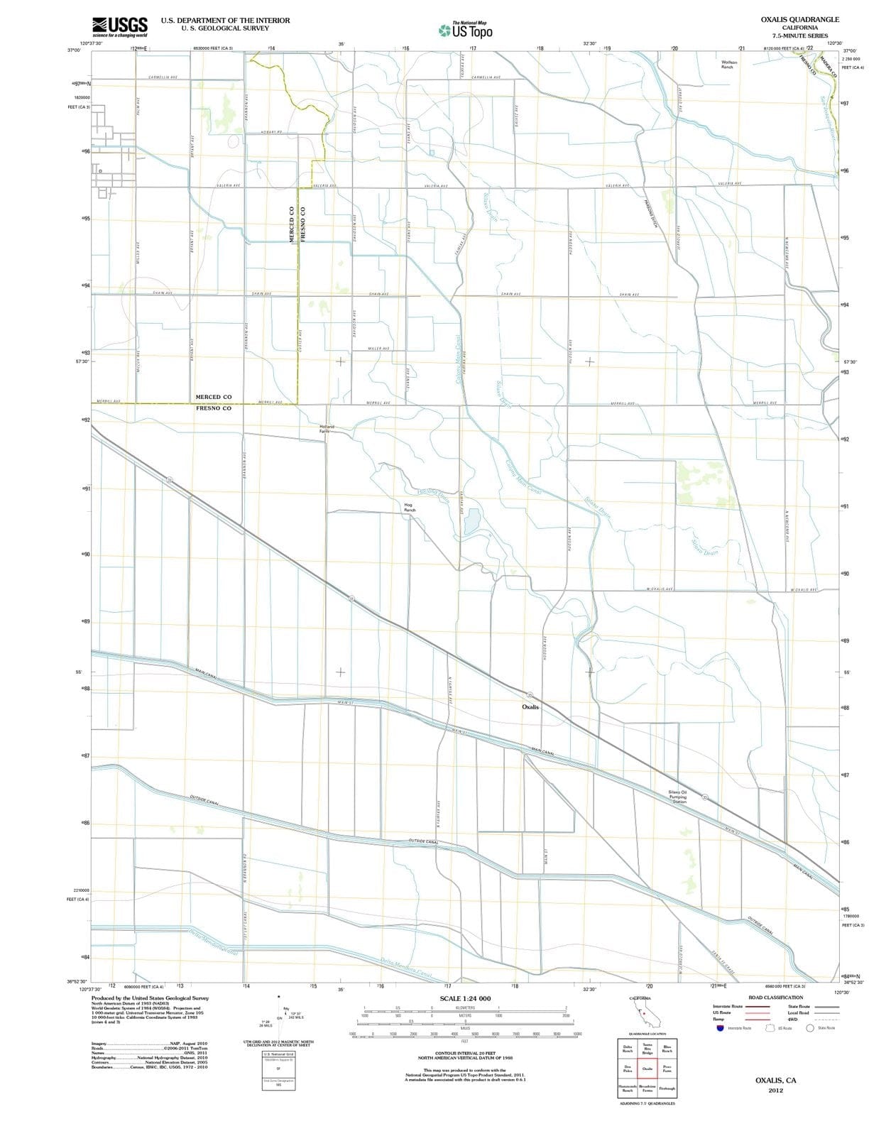 2012 Oxalis, CA - California - USGS Topographic Map