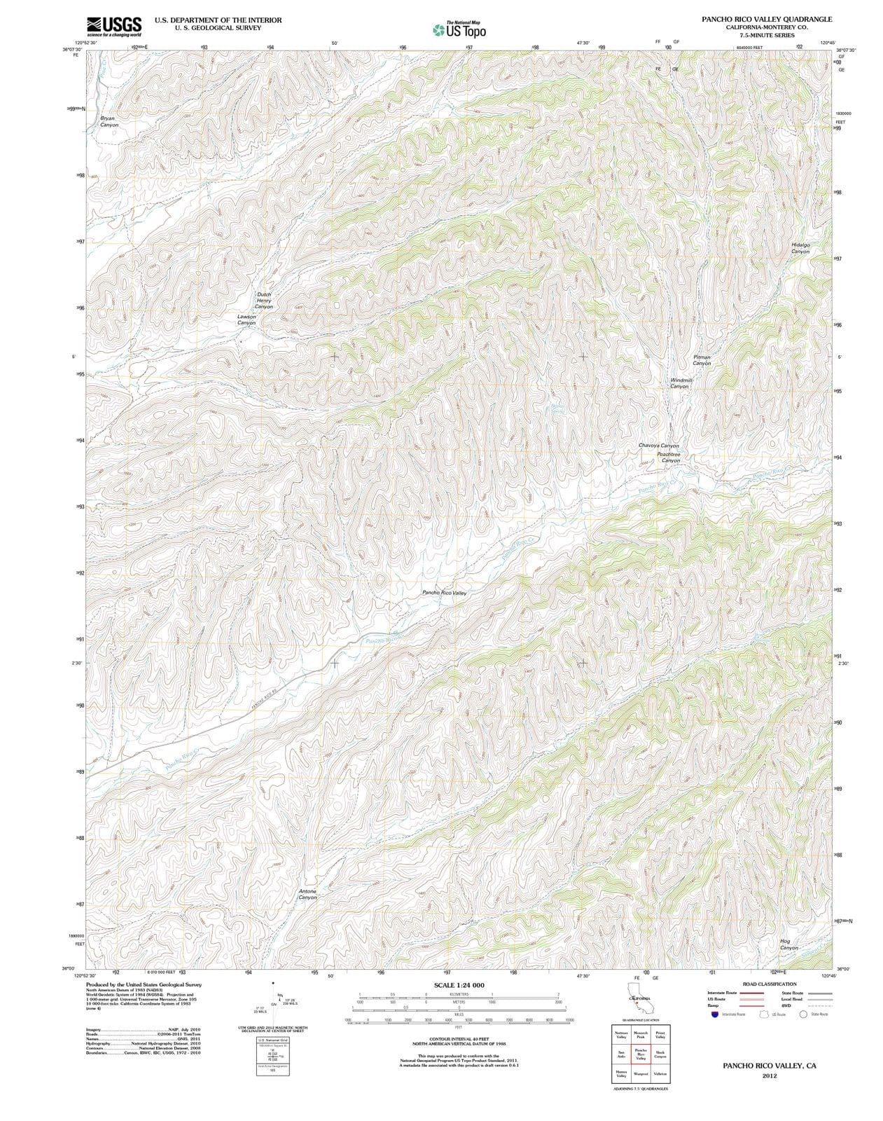 2012 Pancho Rico Valley, CA - California - USGS Topographic Map