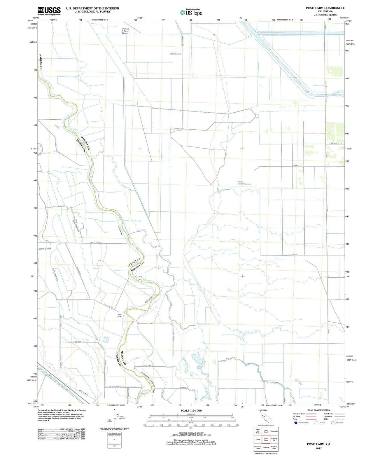 2012 Poso Farm, CA - California - USGS Topographic Map