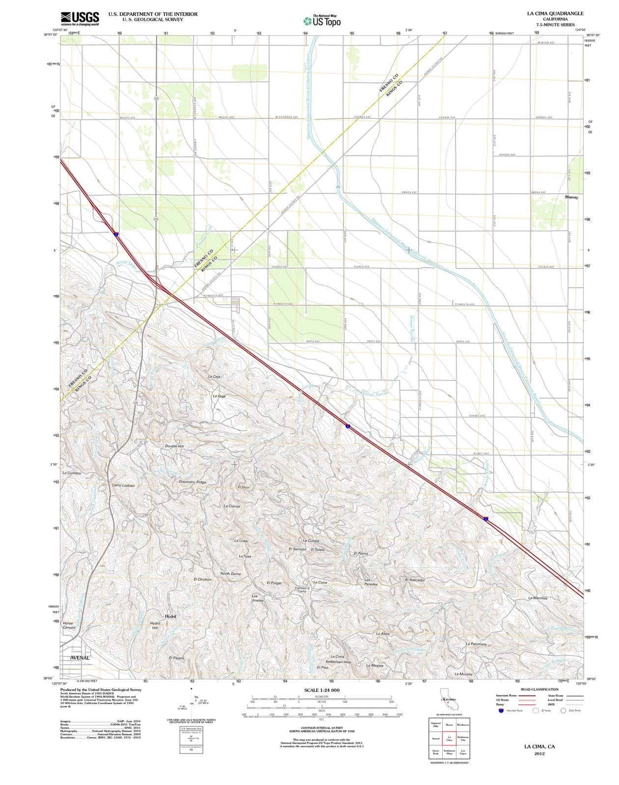 2012 La CIMA, CA - California - USGS Topographic Map