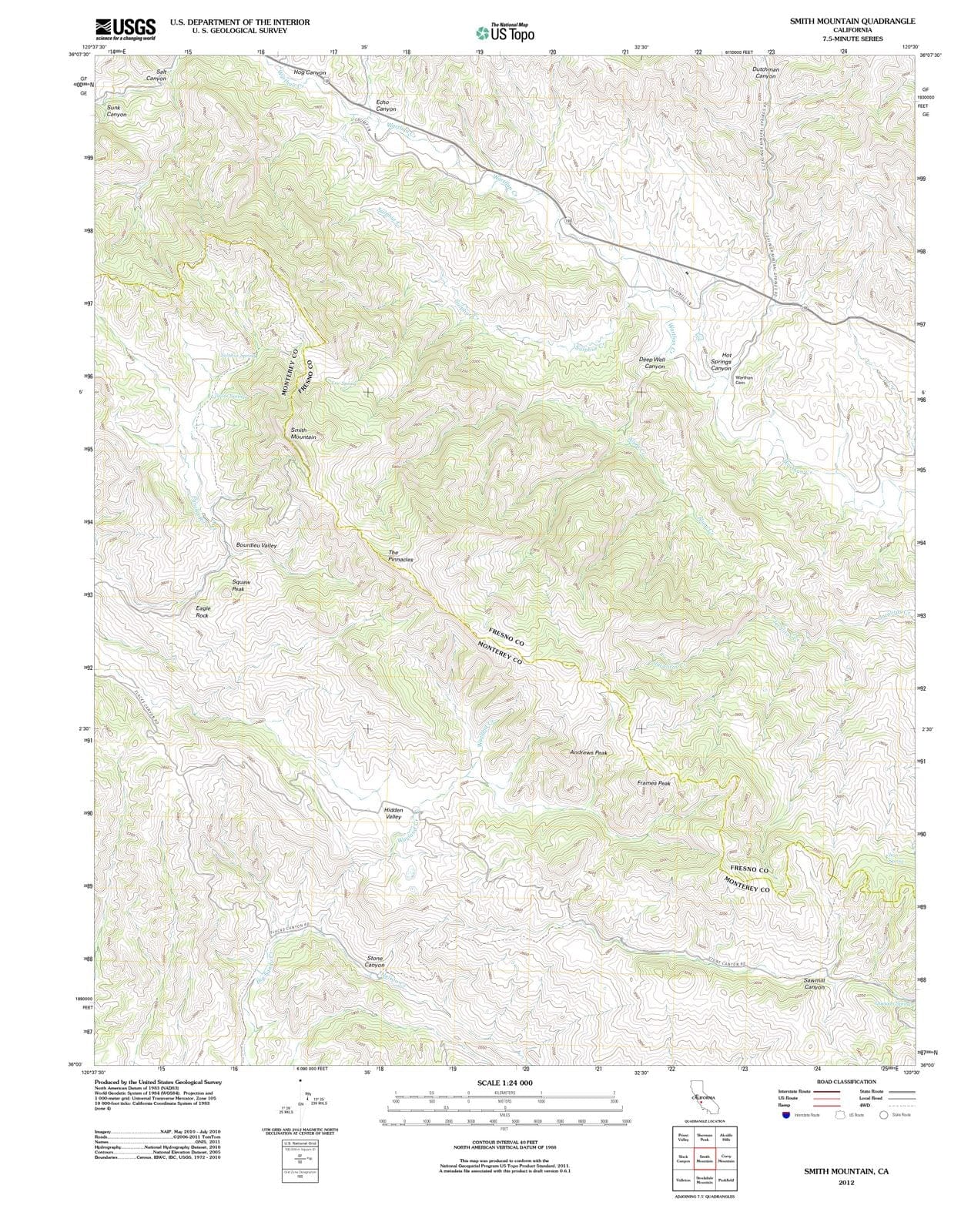2012 Smith Mountain, CA - California - USGS Topographic Map