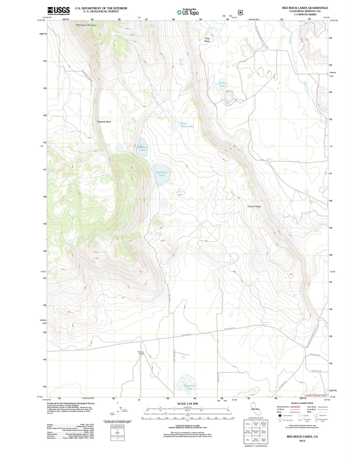 2012 Red Rock Lakes, CA - California - USGS Topographic Map