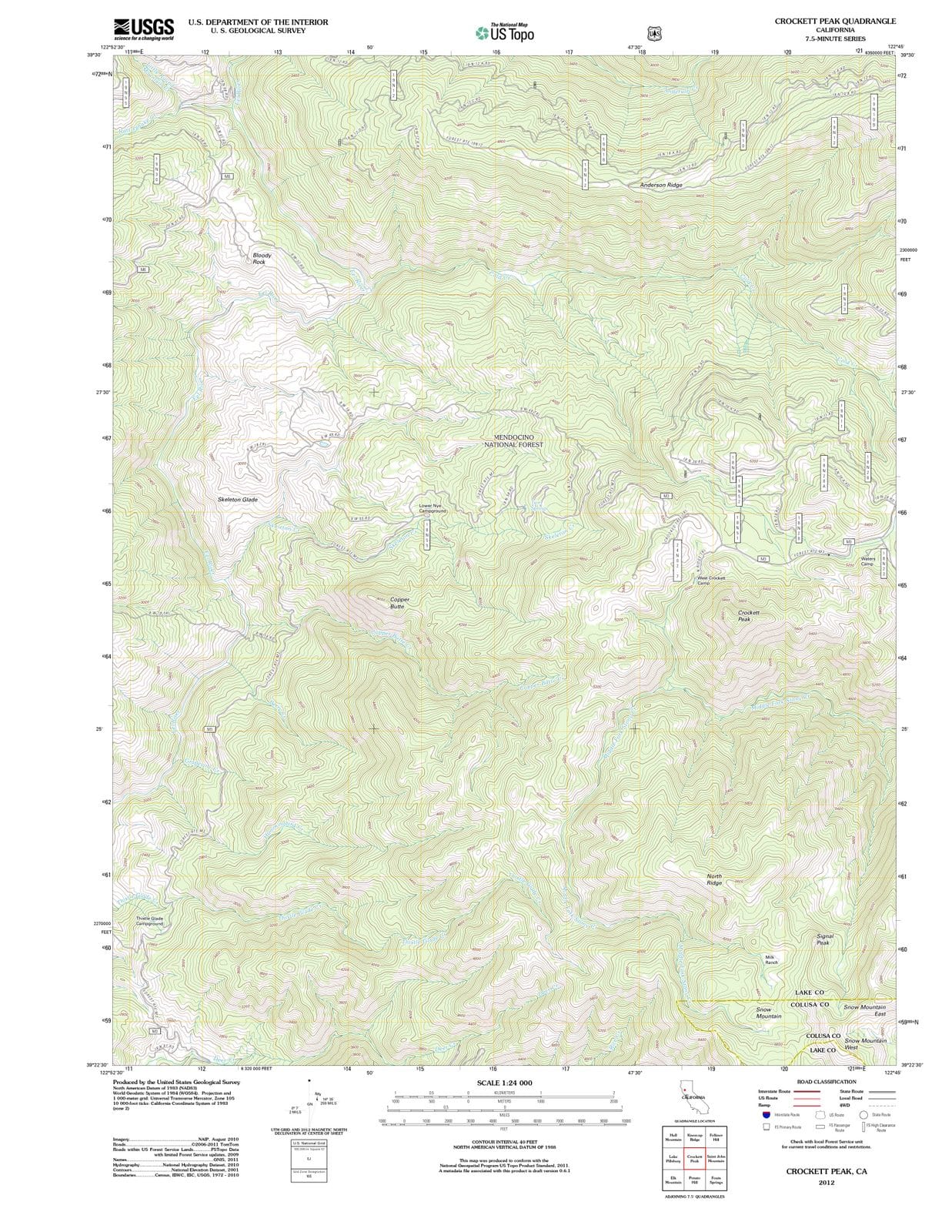 2012 Crockett Peak, CA - California - USGS Topographic Map