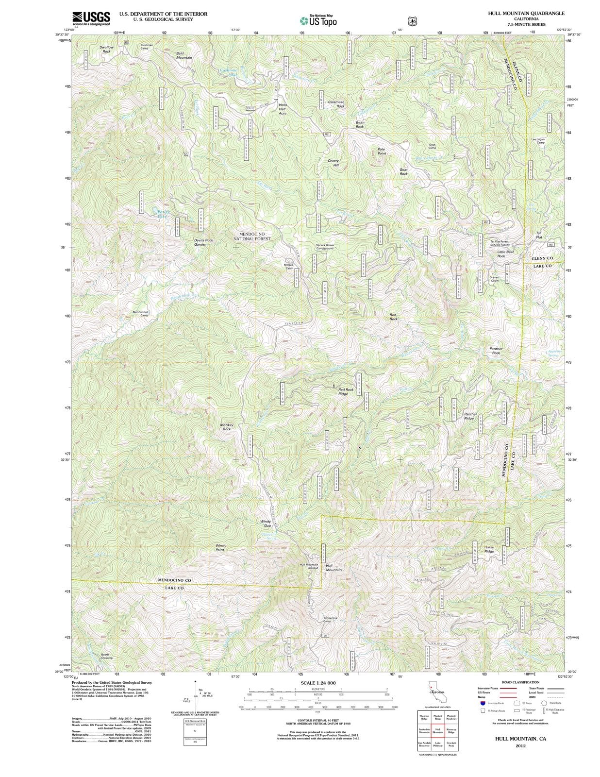 2012 Hull Mountain, CA - California - USGS Topographic Map