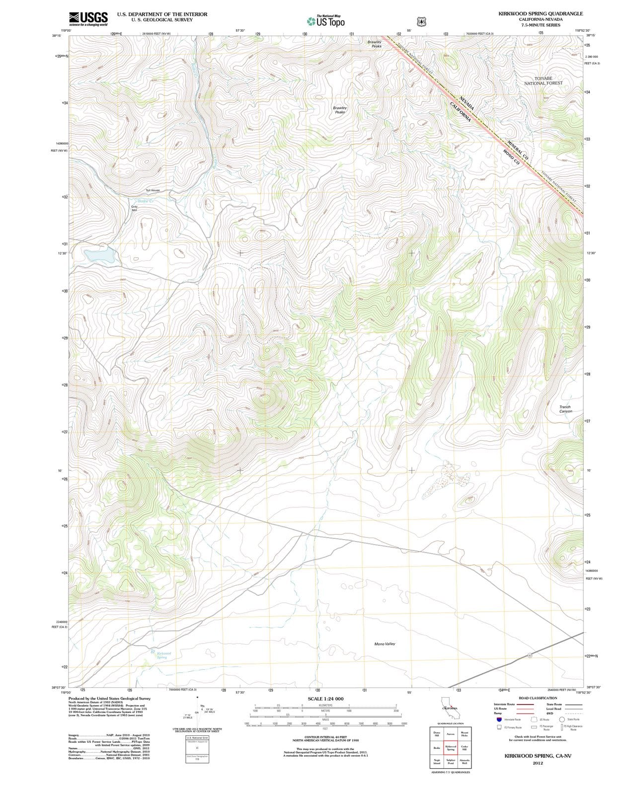 2012 Kirkwood Spring, CA - California - USGS Topographic Map