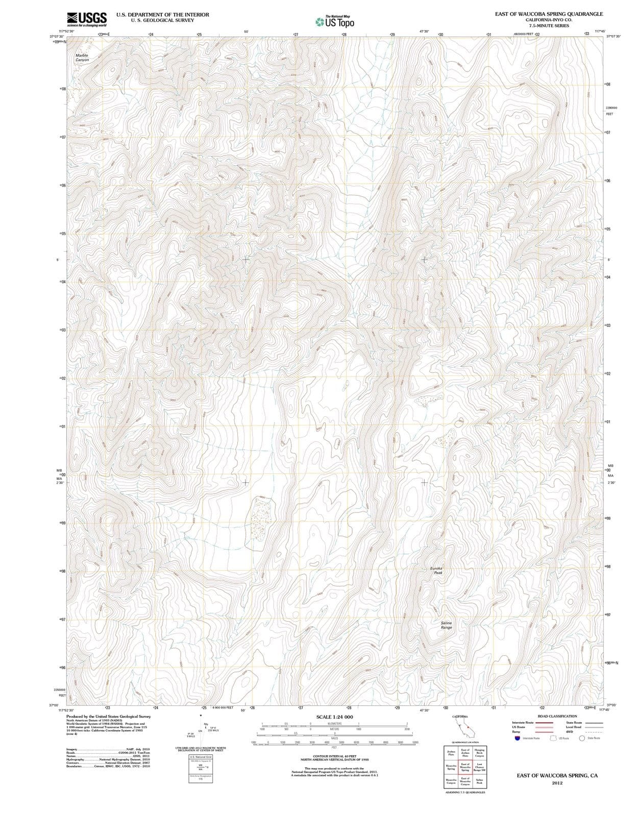 2012 East of Waucoba Spring, CA - California - USGS Topographic Map