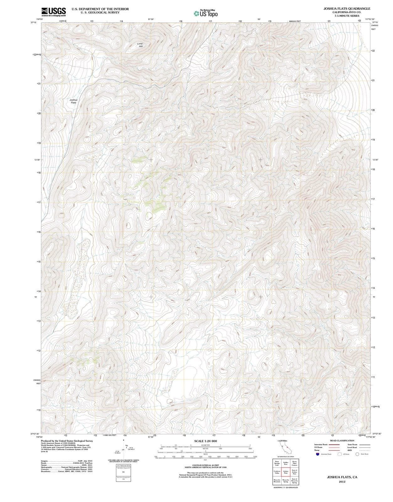 2012 Joshua Flats, CA - California - USGS Topographic Map