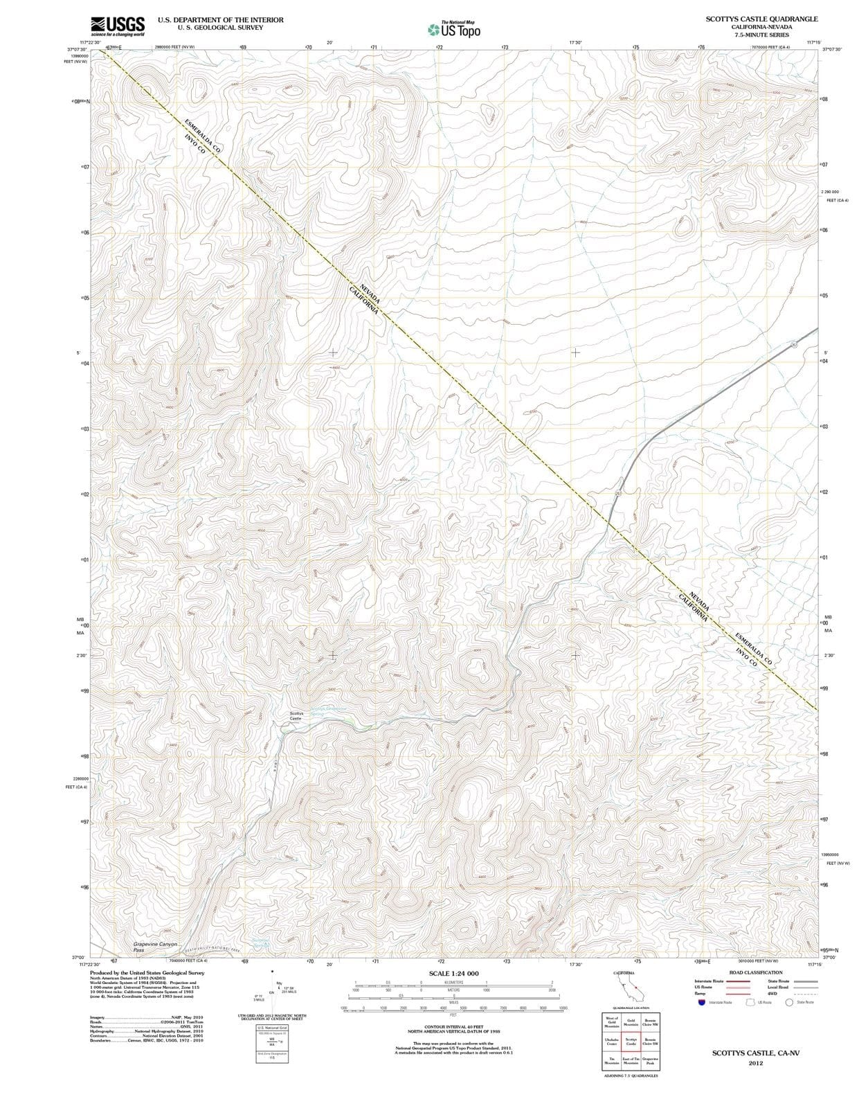 2012 Scottys Castle, CA - California - USGS Topographic Map