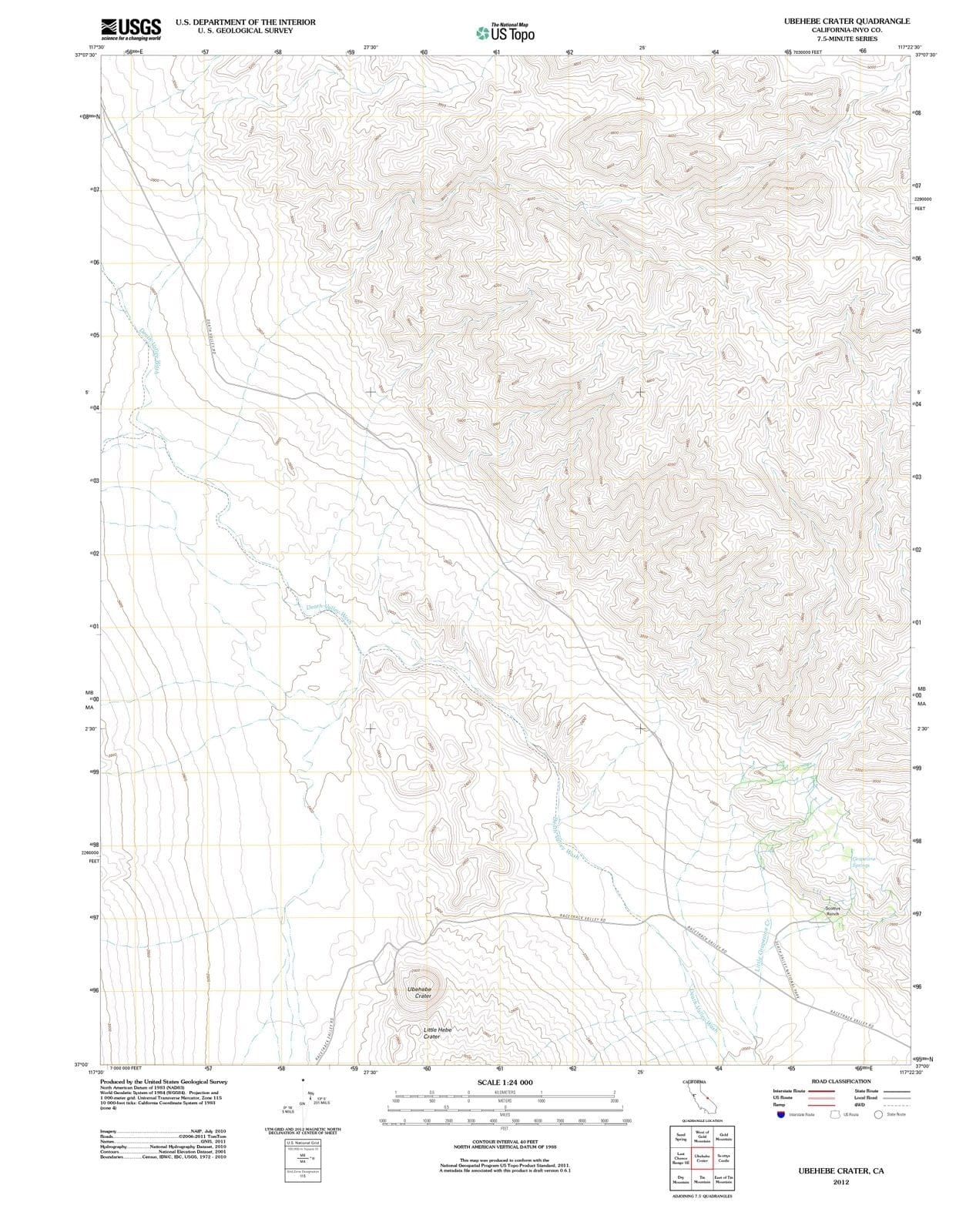 2012 Ubehebe Crater, CA - California - USGS Topographic Map