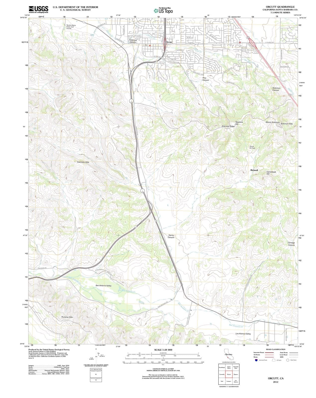 2012 Orcutt, CA - California - USGS Topographic Map