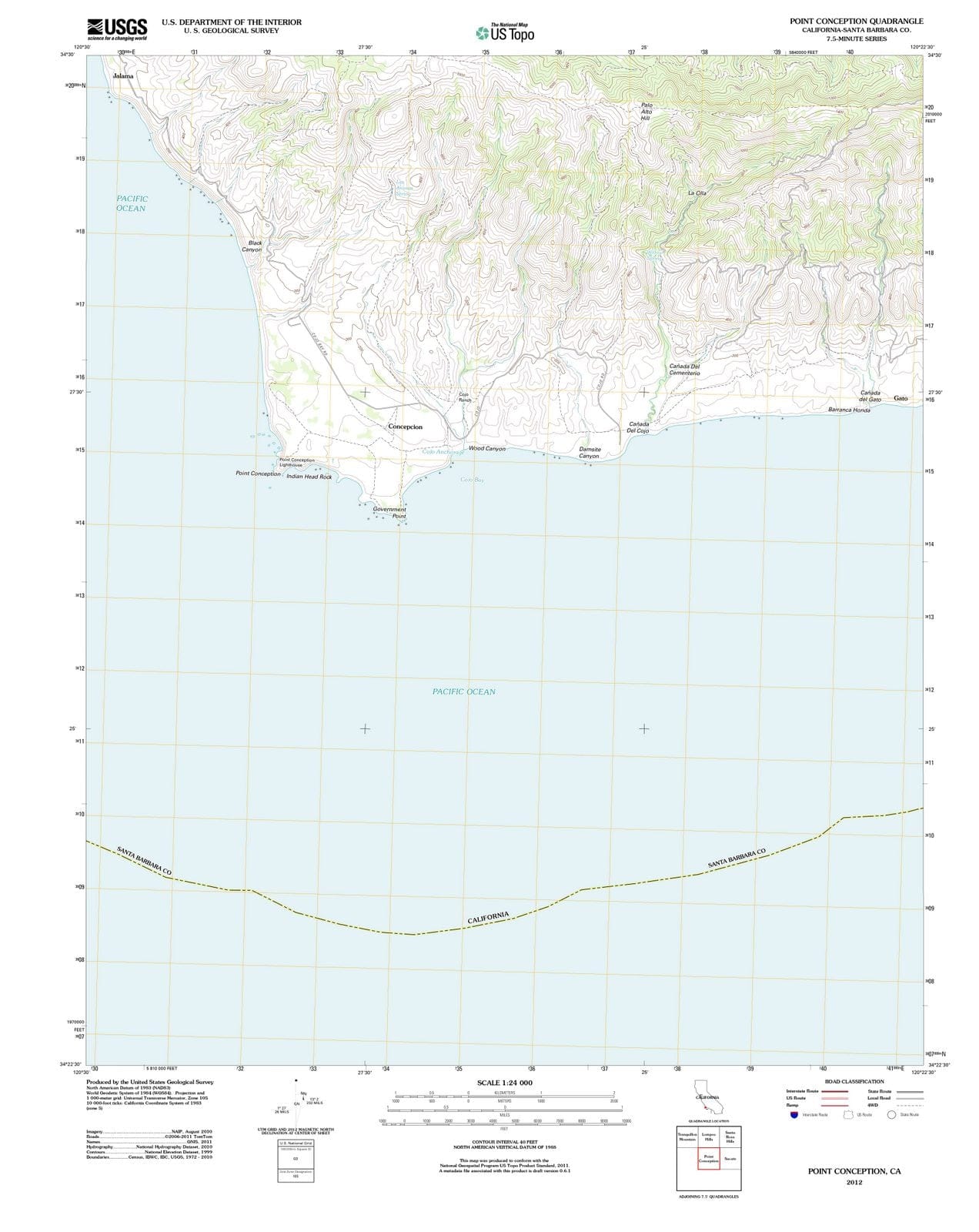 2012 Point Conception, CA - California - USGS Topographic Map