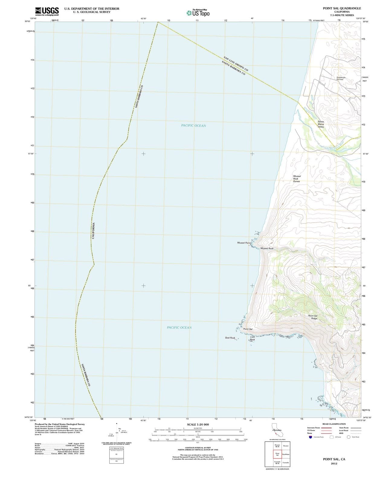2012 Point Sal, CA - California - USGS Topographic Map
