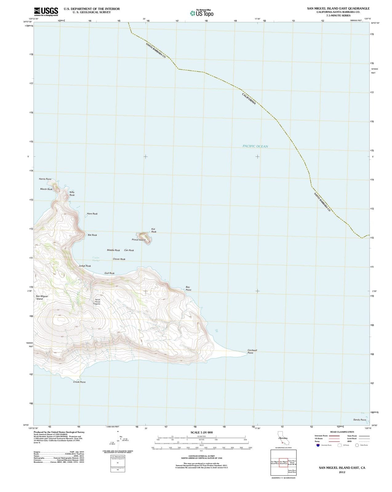 2012 San Miguel Island East, CA - California - USGS Topographic Map