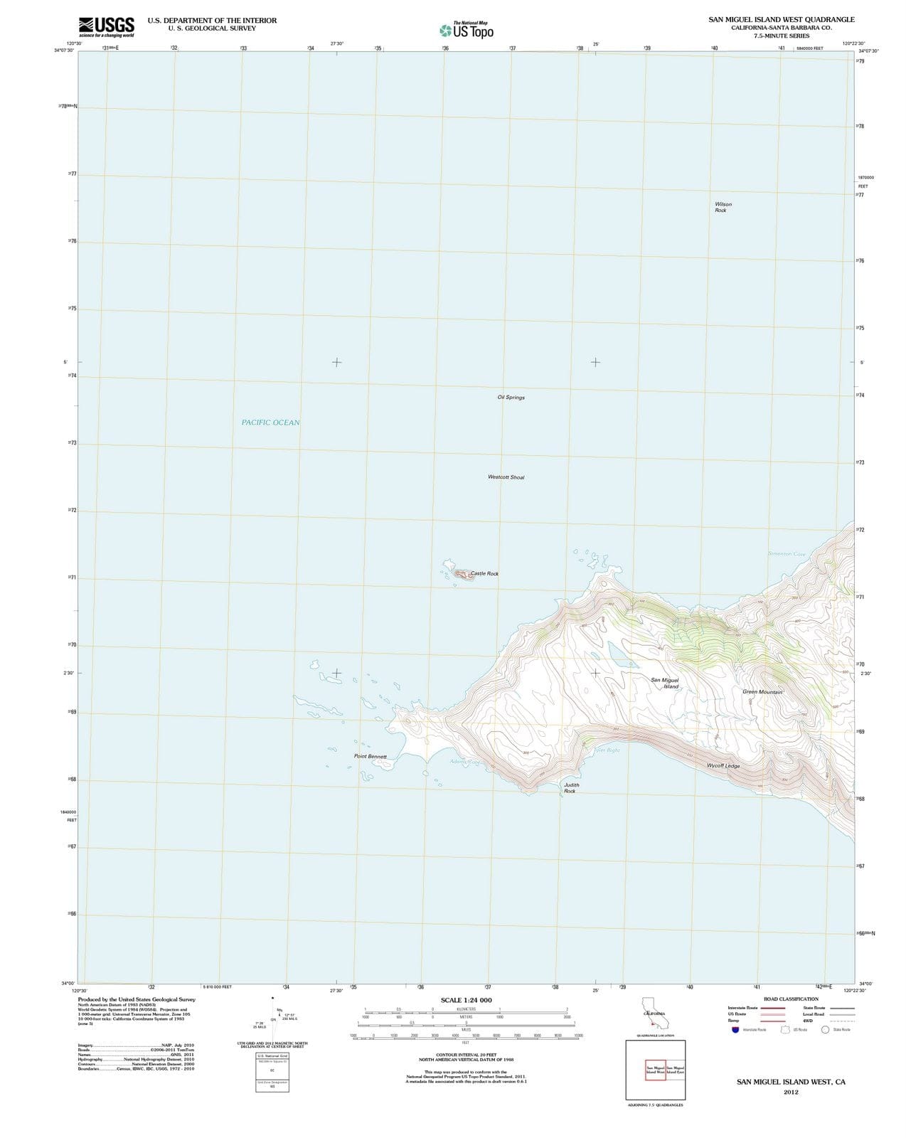 2012 San Miguel Island West, CA - California - USGS Topographic Map