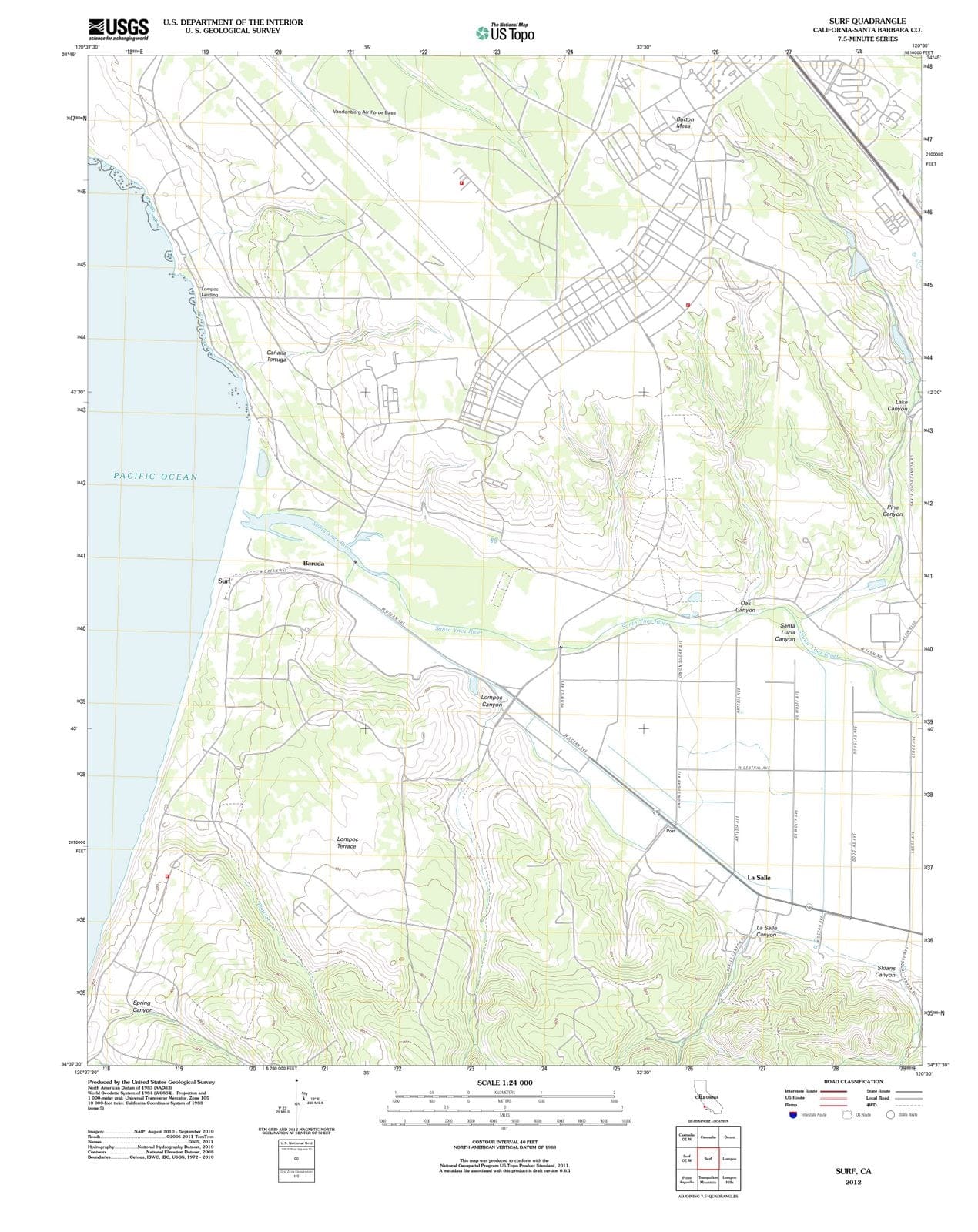 2012 Surf, CA - California - USGS Topographic Map