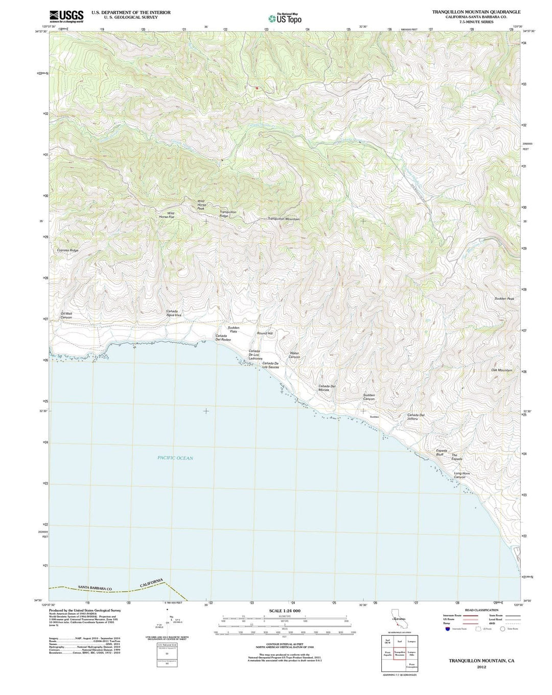 2012 Tranquillon Mountain, CA - California - USGS Topographic Map
