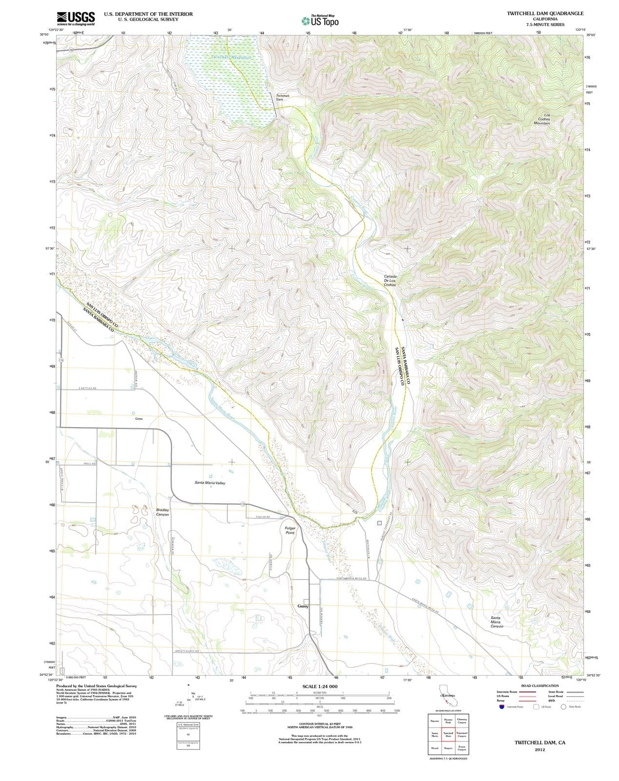 2012 Twitchellam, CA - California - USGS Topographic Map