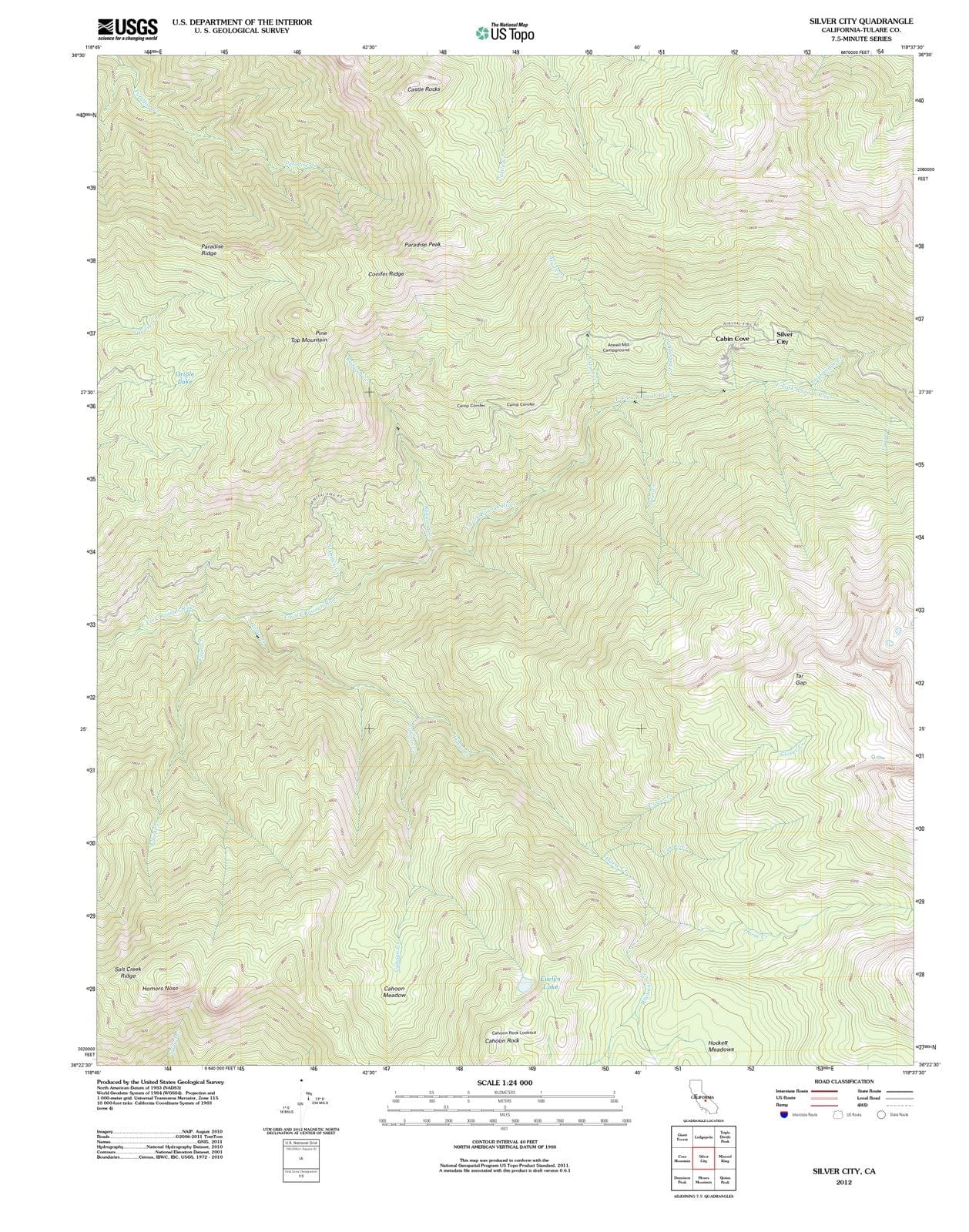 2012 Silver City, CA - California - USGS Topographic Map