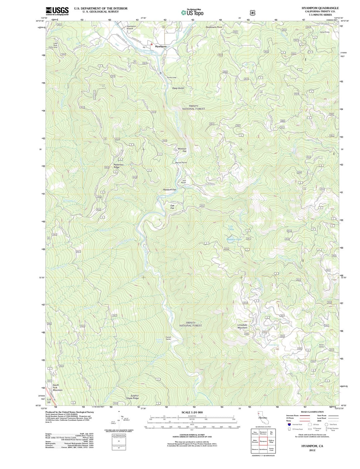 2012 Hyampom, CA - California - USGS Topographic Map