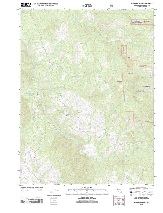 2012 Mad River Buttes, CA - California - USGS Topographic Map