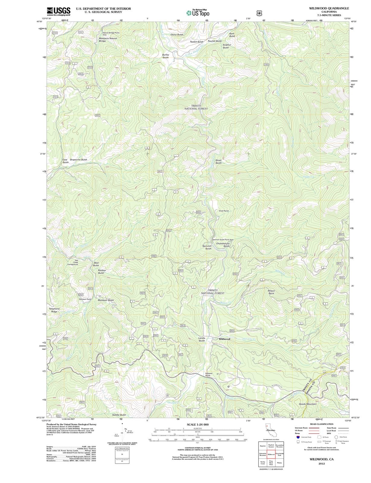 2012 Wildwood, CA - California - USGS Topographic Map